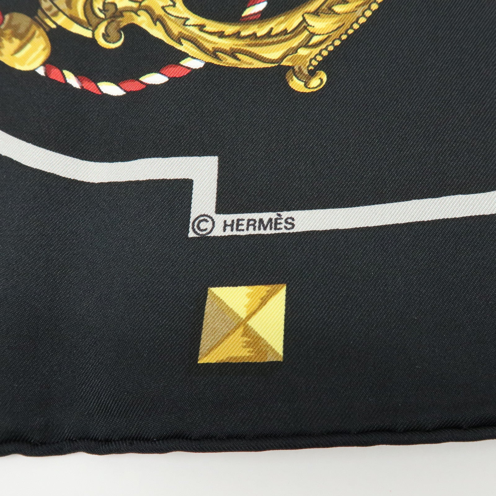 HERMES Carre 90 Silk 100% Scarf LES CLES THE KEYS RARE Black