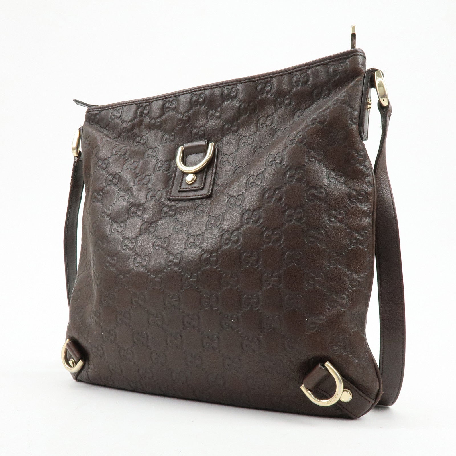 GUCCI Abbey Leather Shoulder Bag Crossbody Bag Brown 131326