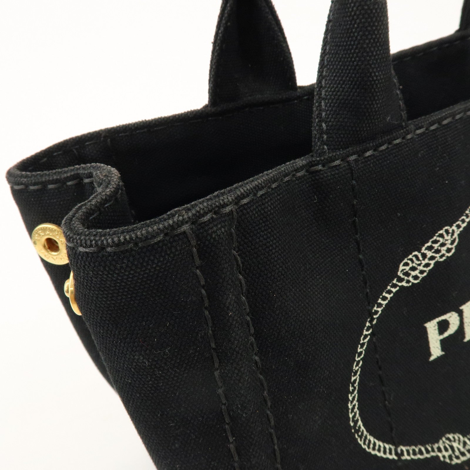 PRADA Canapa Mini Canvas 2Way Bag Hand Bag Black 1BG439