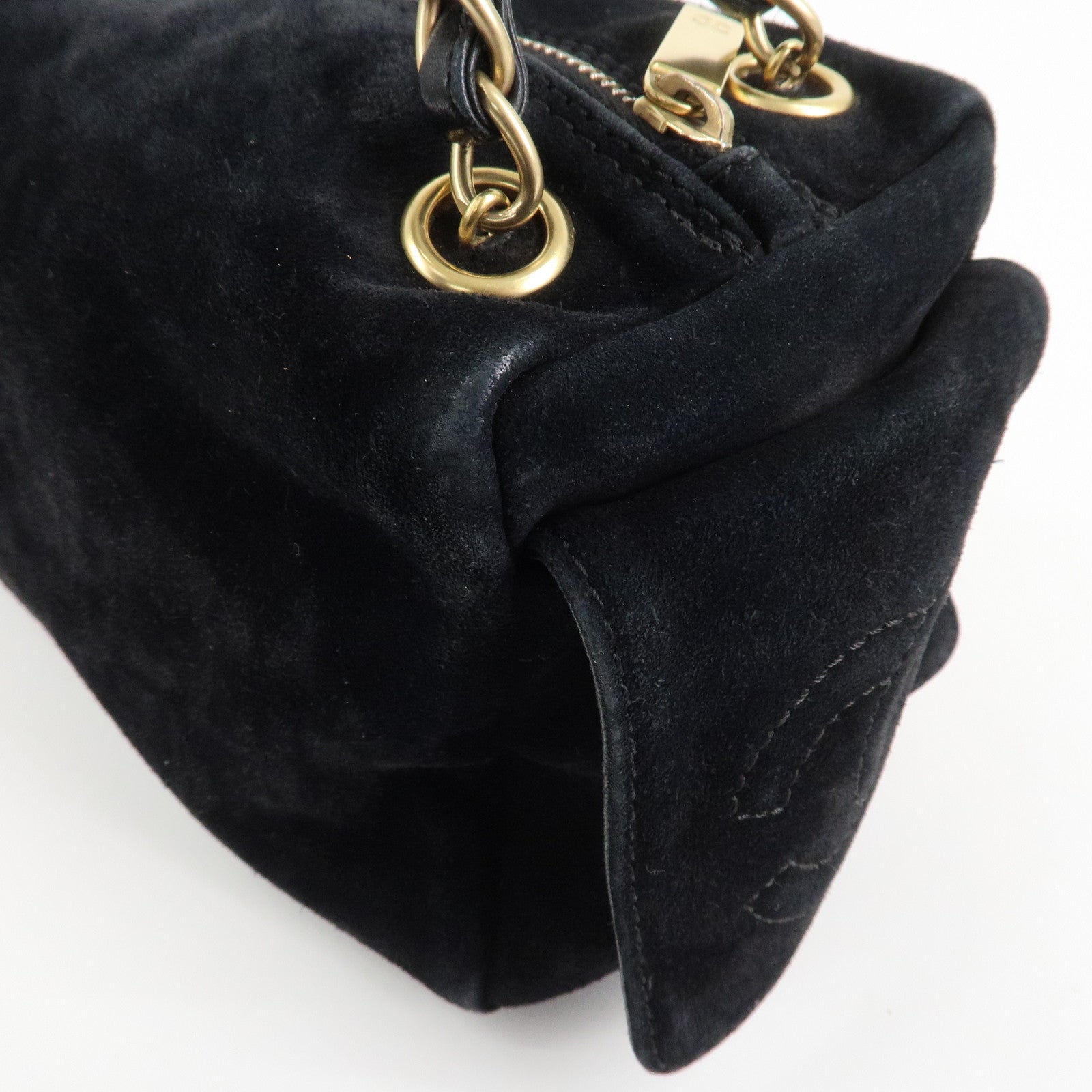 CHANEL COCO Mark Suede Leather Chain Shoulder Bag Black
