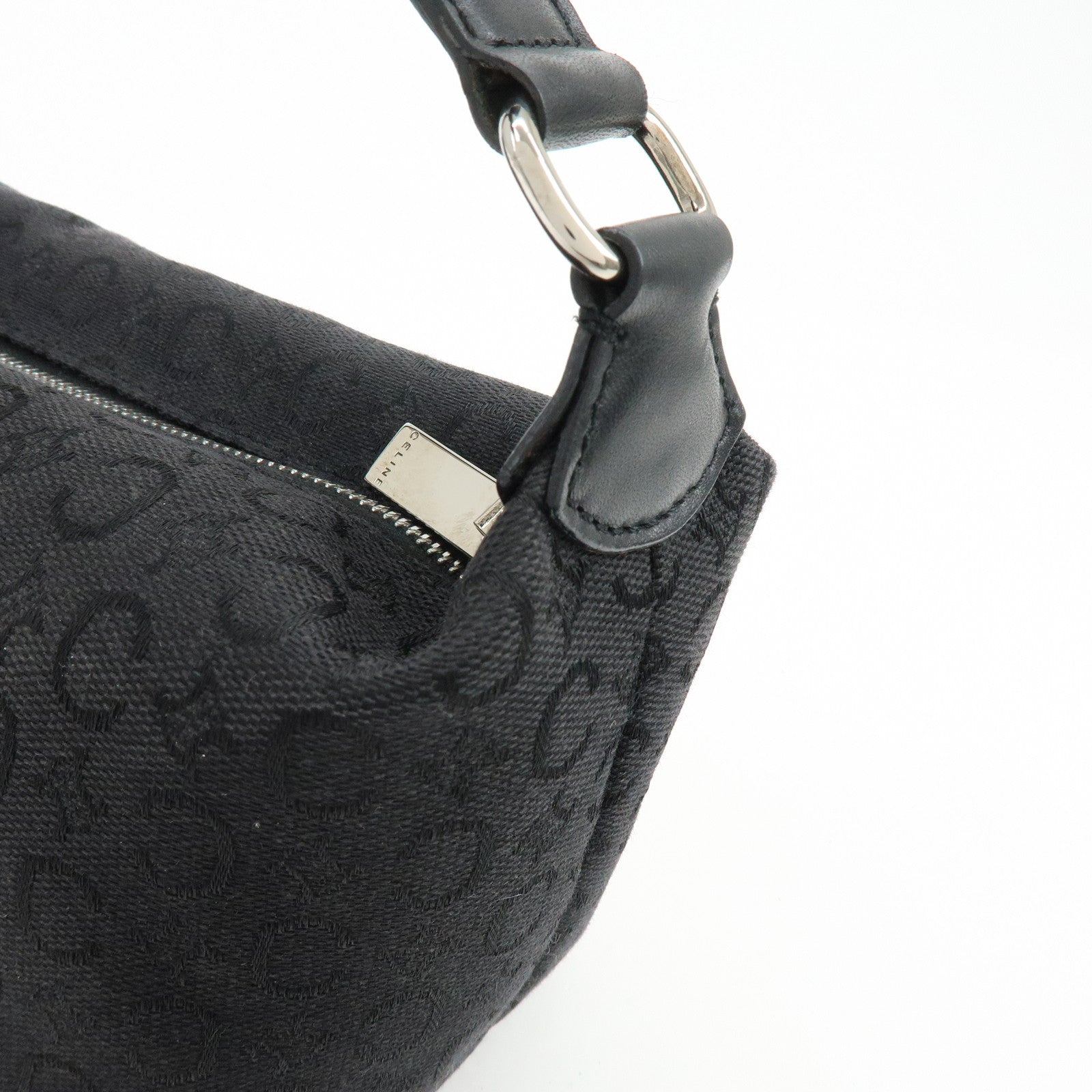 CELINE C Macadam Canvas Leather Hand Bag Shoulder Bag Black