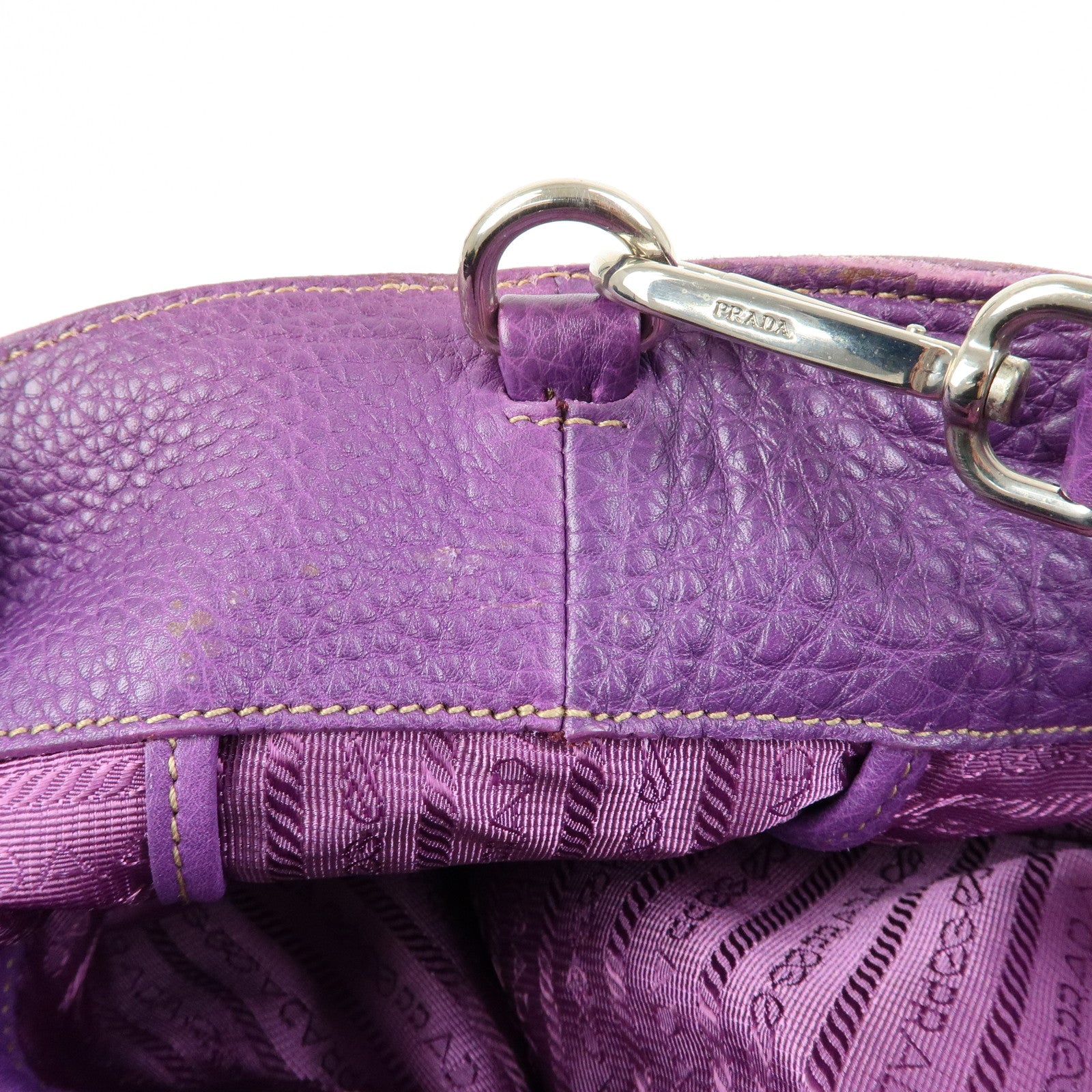 PRADA Leather 2Way Bag Tote Bag Shoulder Bag Hand Bag Purple