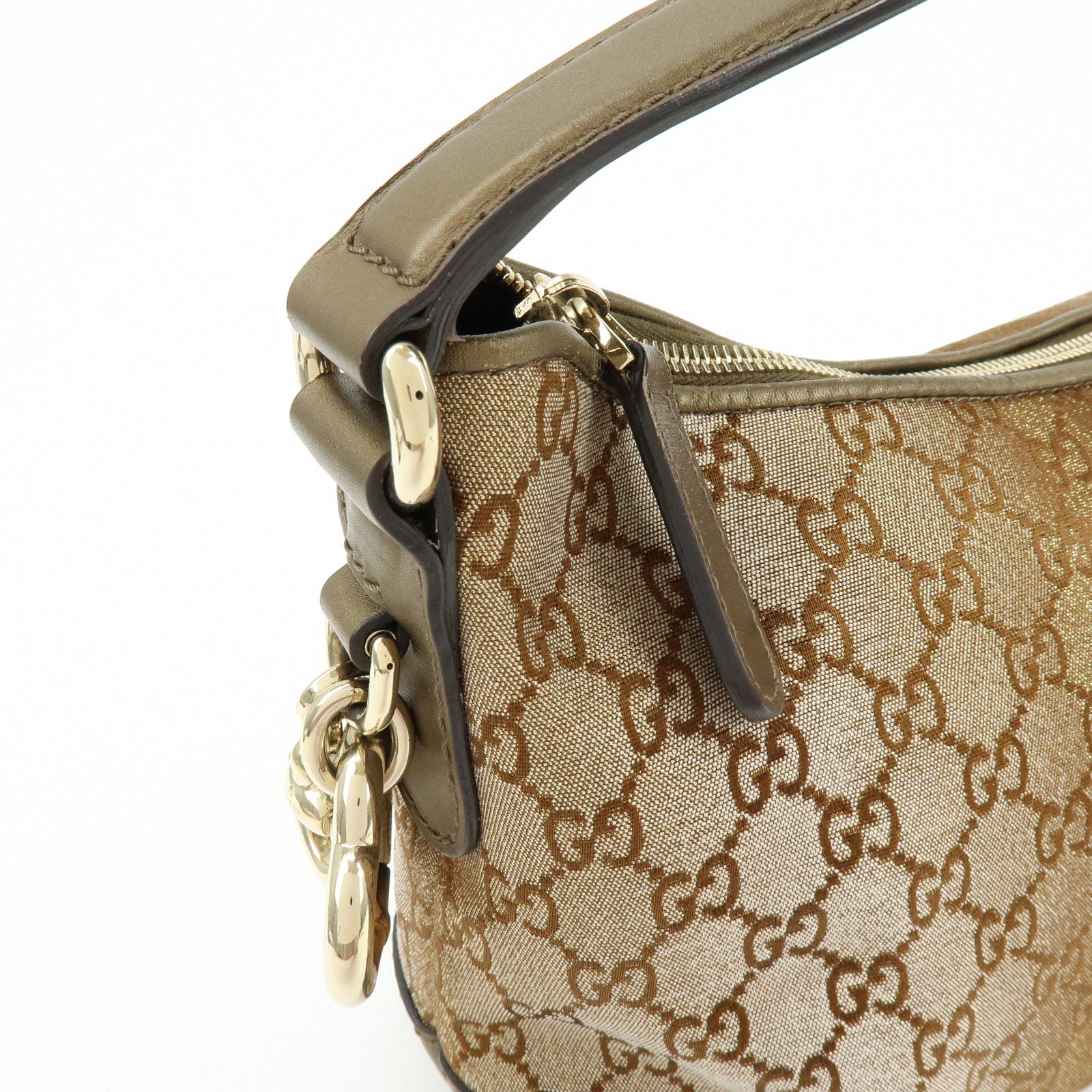 GUCCI Bamboo Lovely Heart Horsebit Shoulder Bag Beige Khaki 269959