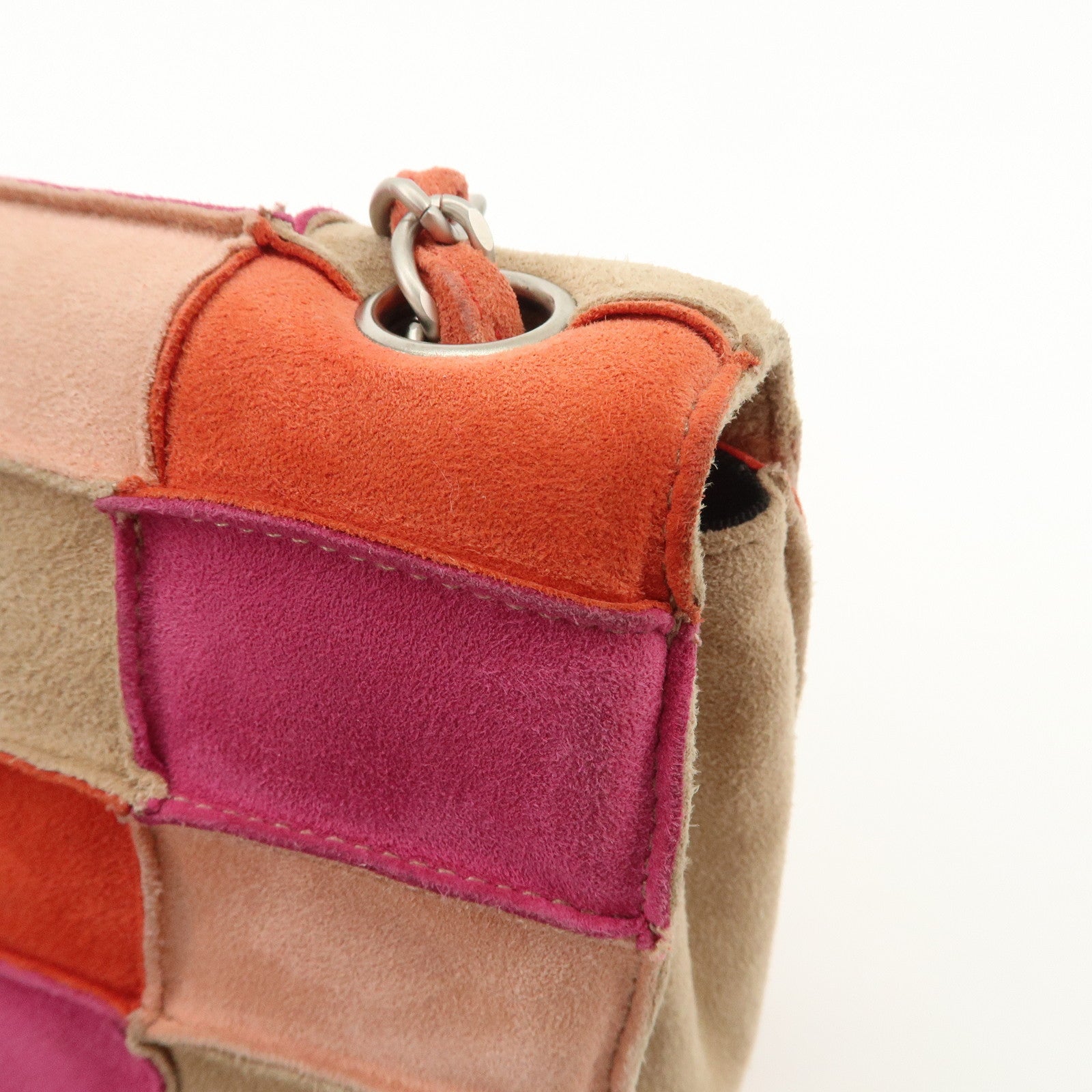 CHANEL 2.55 Suede Patchwork Chain Shoulder Bag Multicolor A14528