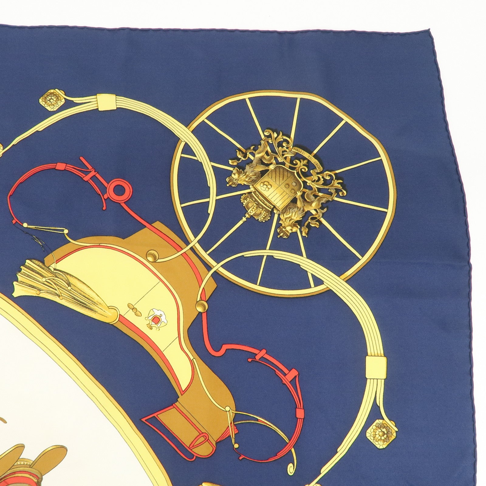 HERMES Carre 90 Silk 100% Scarf SPRINGS Navy