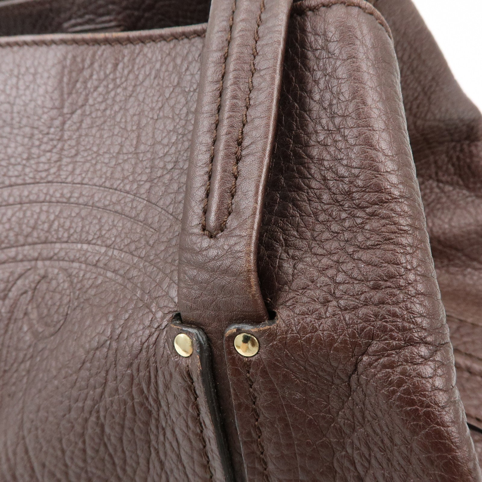 CELINE Triomphe Leather Tote Bag Hand Bag Shoulder Bag Brown