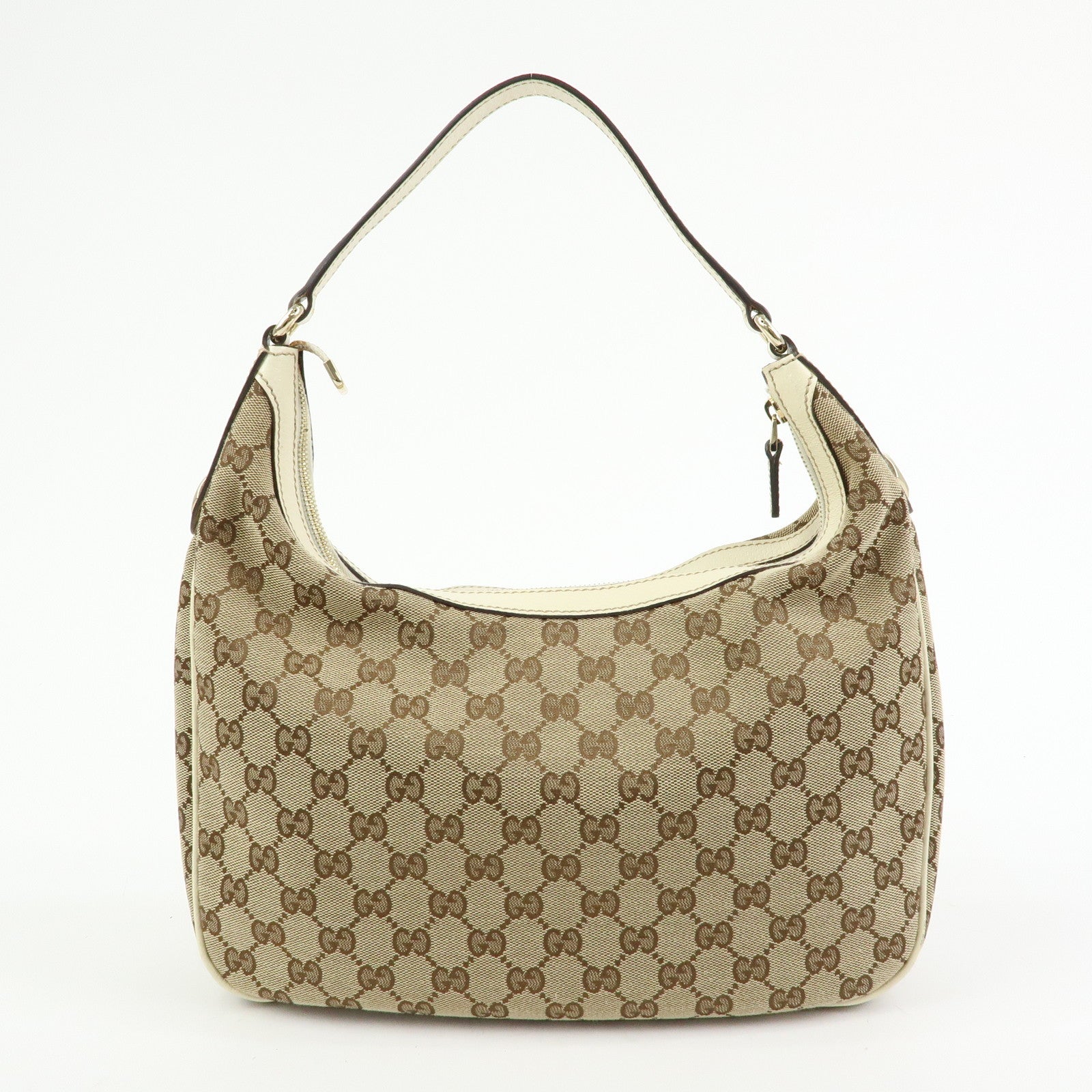 GUCCI GG Canvas Leather Shoulder Bag Hand Bag Beige Ivory 153010