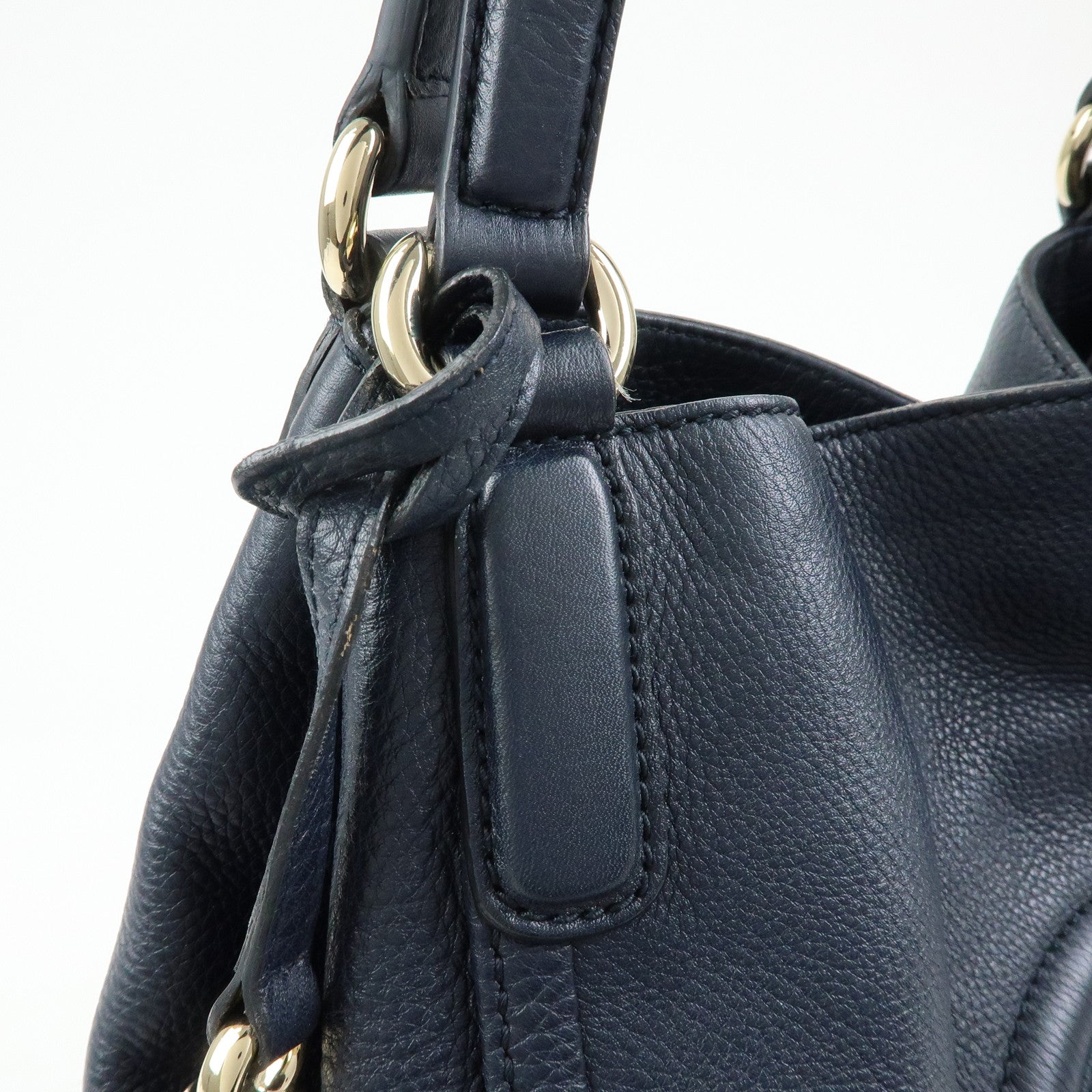 GUCCI SOHO Interlocking G Leather Tote Bag Shoulder Bag Navy 282309