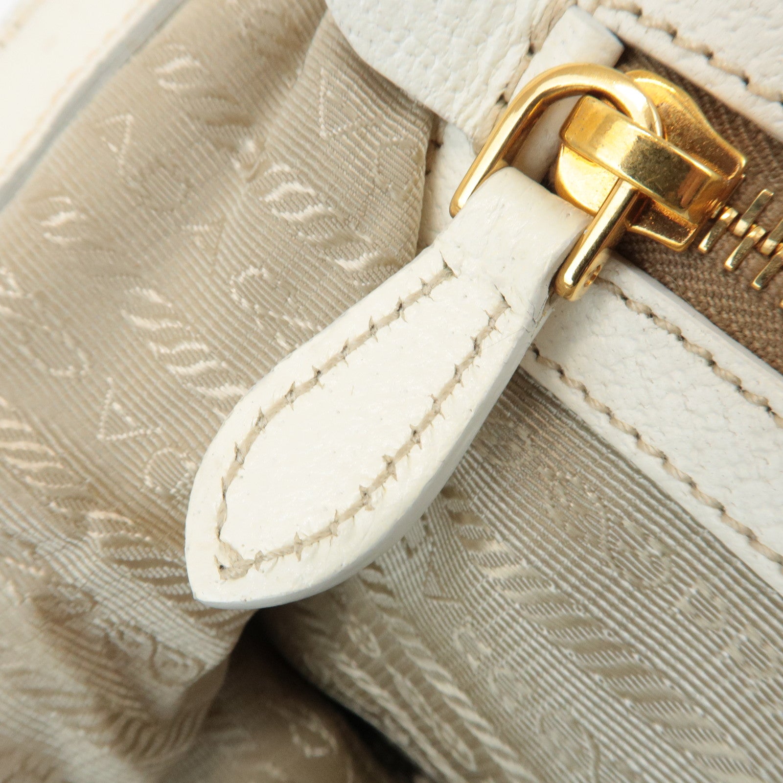 PRADA Triangle Leather Raffia Shoulder Bag Straw Bag Beige BR3693 Used