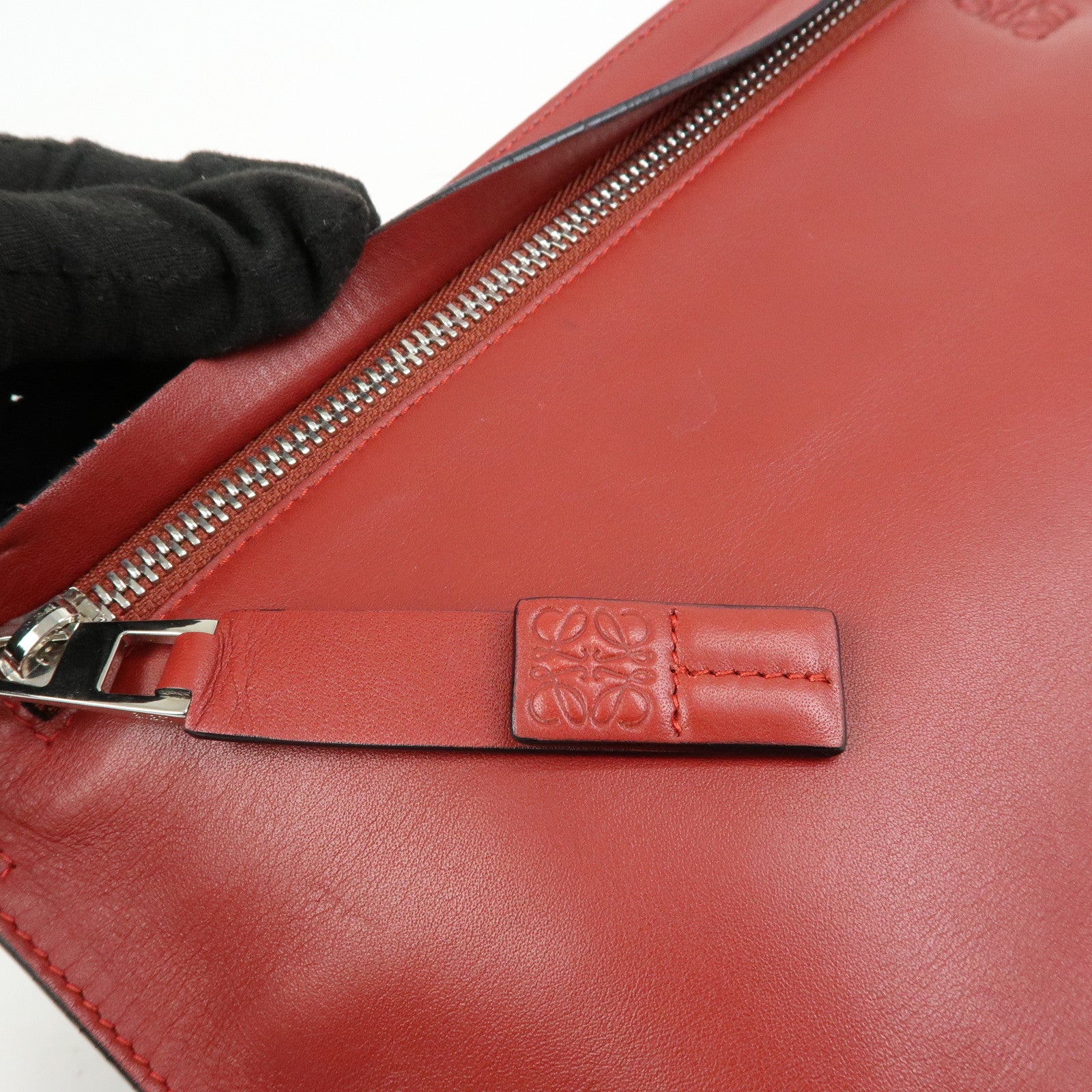 LOEWE Anagram Leather Pouch Clutch Bag Bordeaux Red