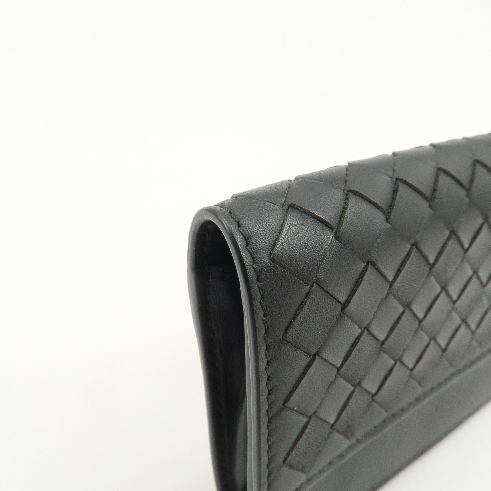 BOTTEGA VENETA Intrecciato Leather Card Case Card Holder Black