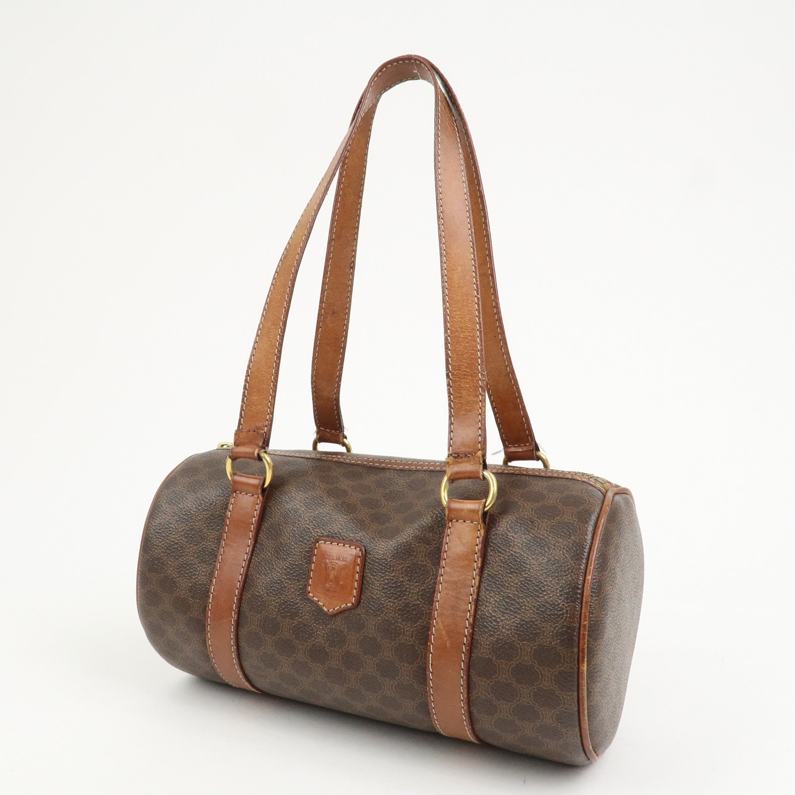 CELINE Macadam PVC Leather Hand Bag Shoulder Bag Brown