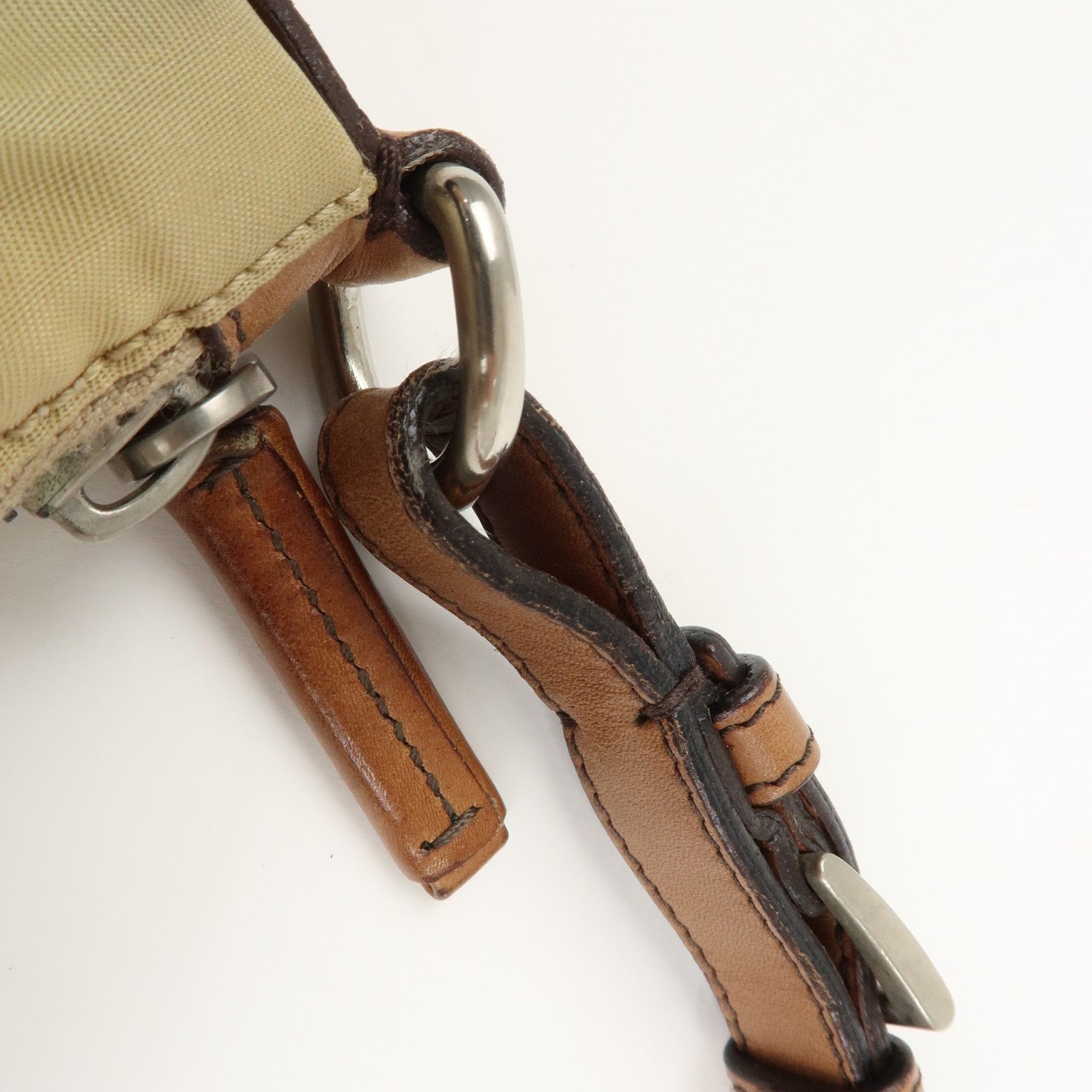 PRADA Triangle Logo Nylon Shoulder Bag Brown BR2205