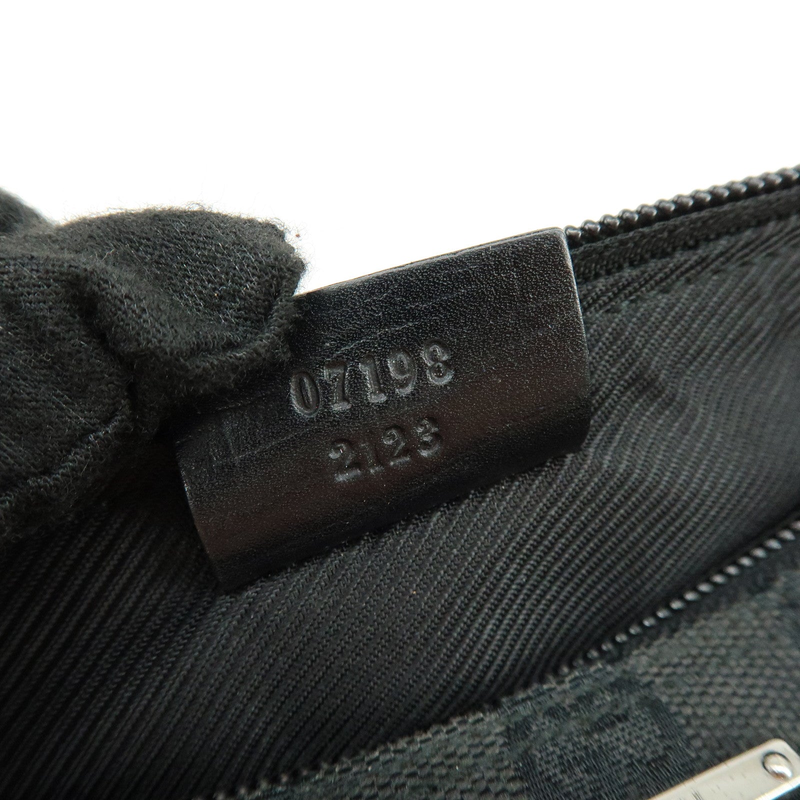 GUCCI Boat Bag GG Canvas Leather Hand Bag Pouch Black 07198