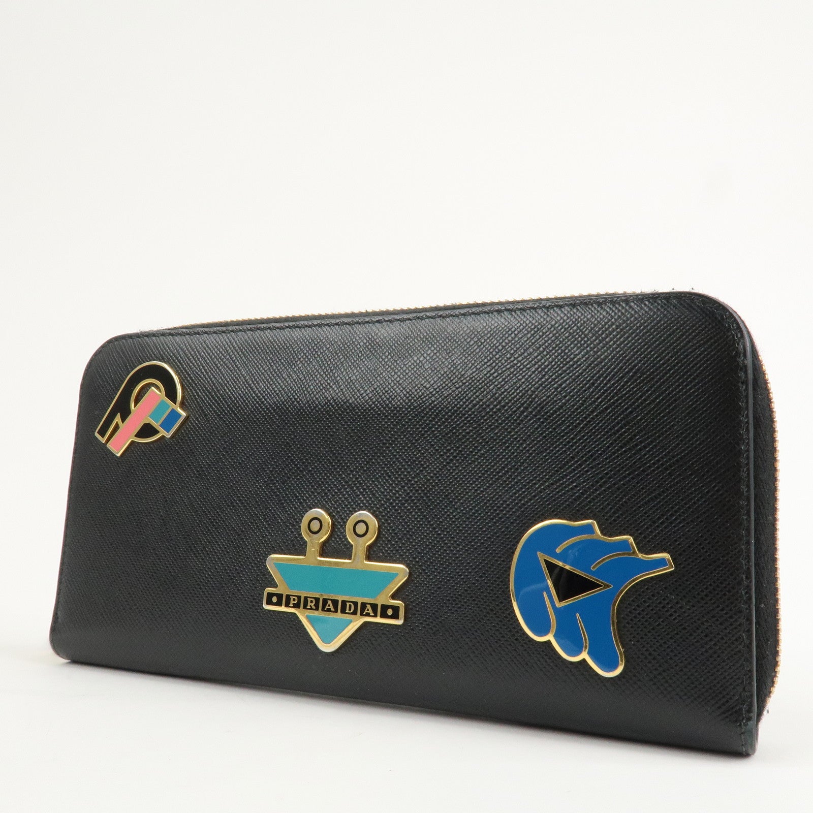 PRADA Logo Saffiano Leather Zippy Long Wallet Black 1ML506