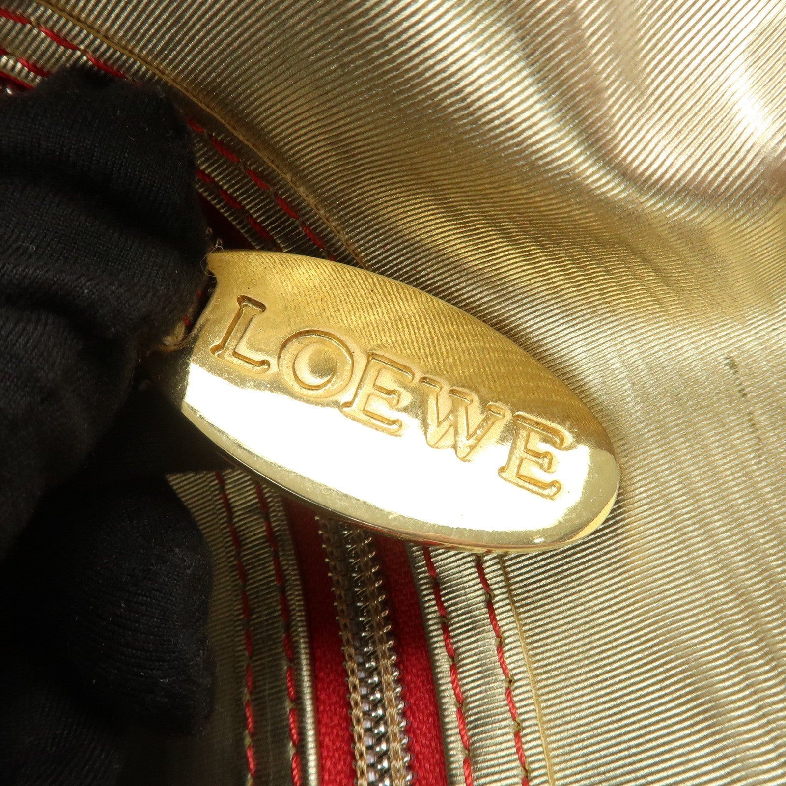 LOEWE Anagram PVC Leather Backpack Shoulder Bag Gold