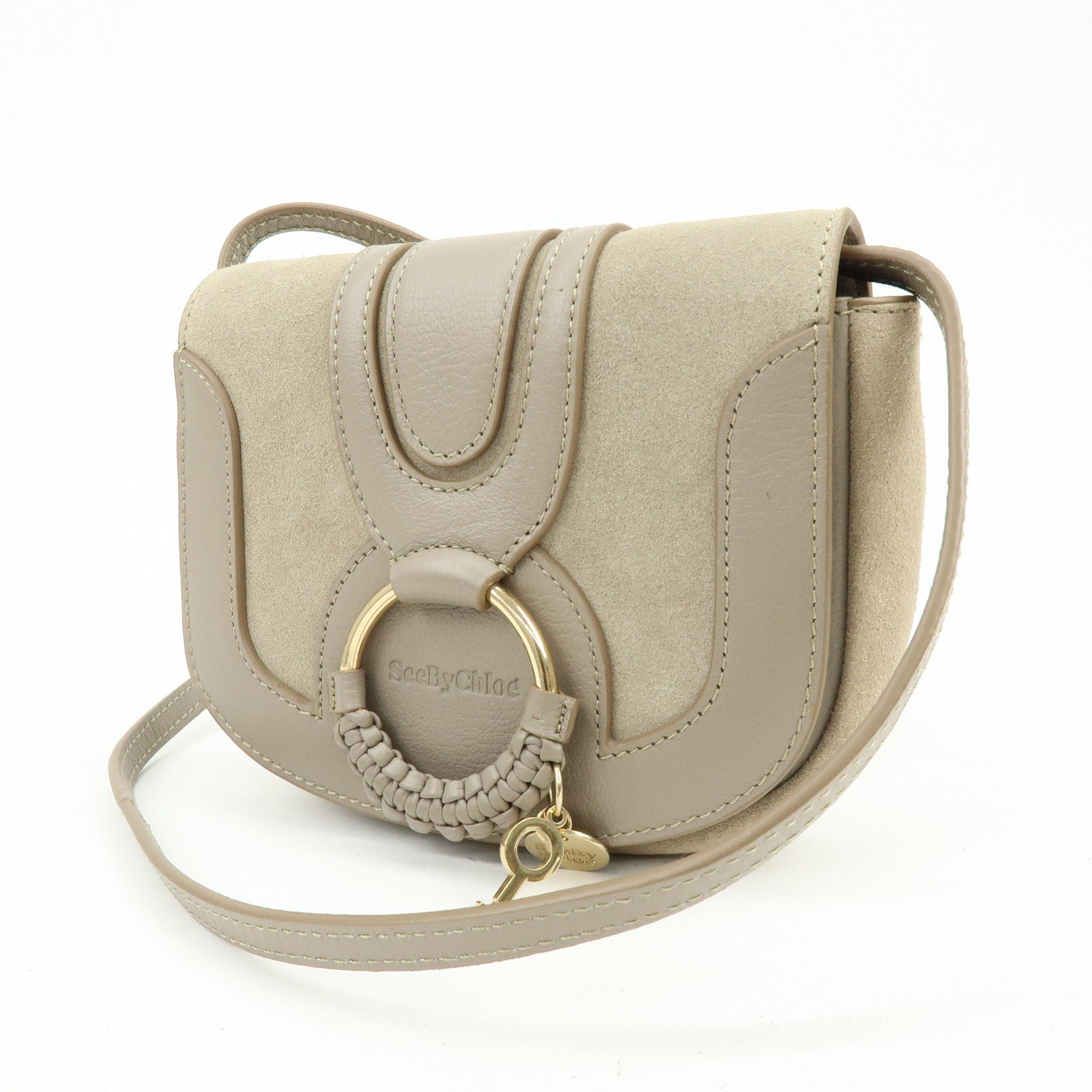 Chloe See By Chloe Hana Suede Leather Shoulder Crossbody Bag Greige