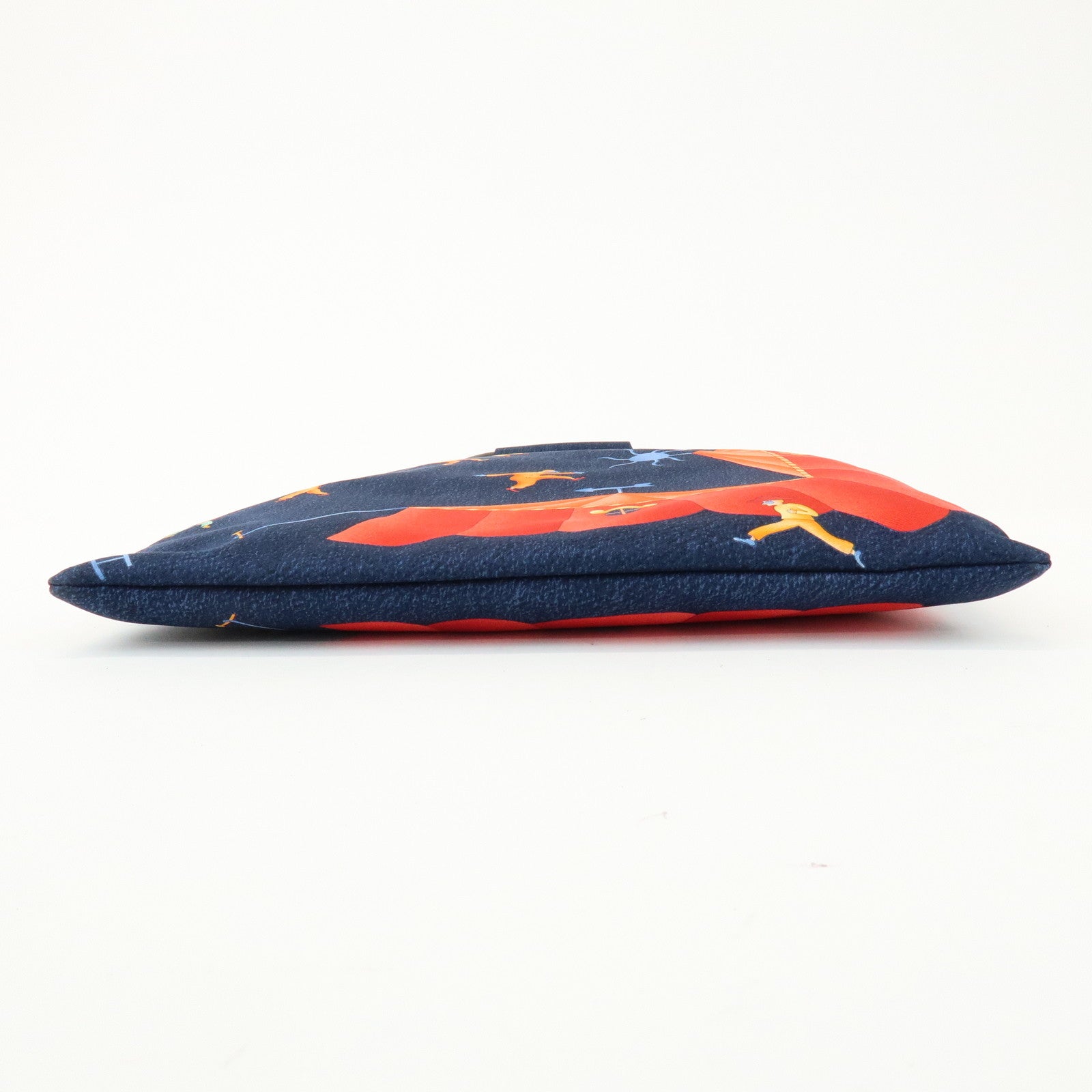 BVLGARI Logo Canvas Leather Hand Bag Navy