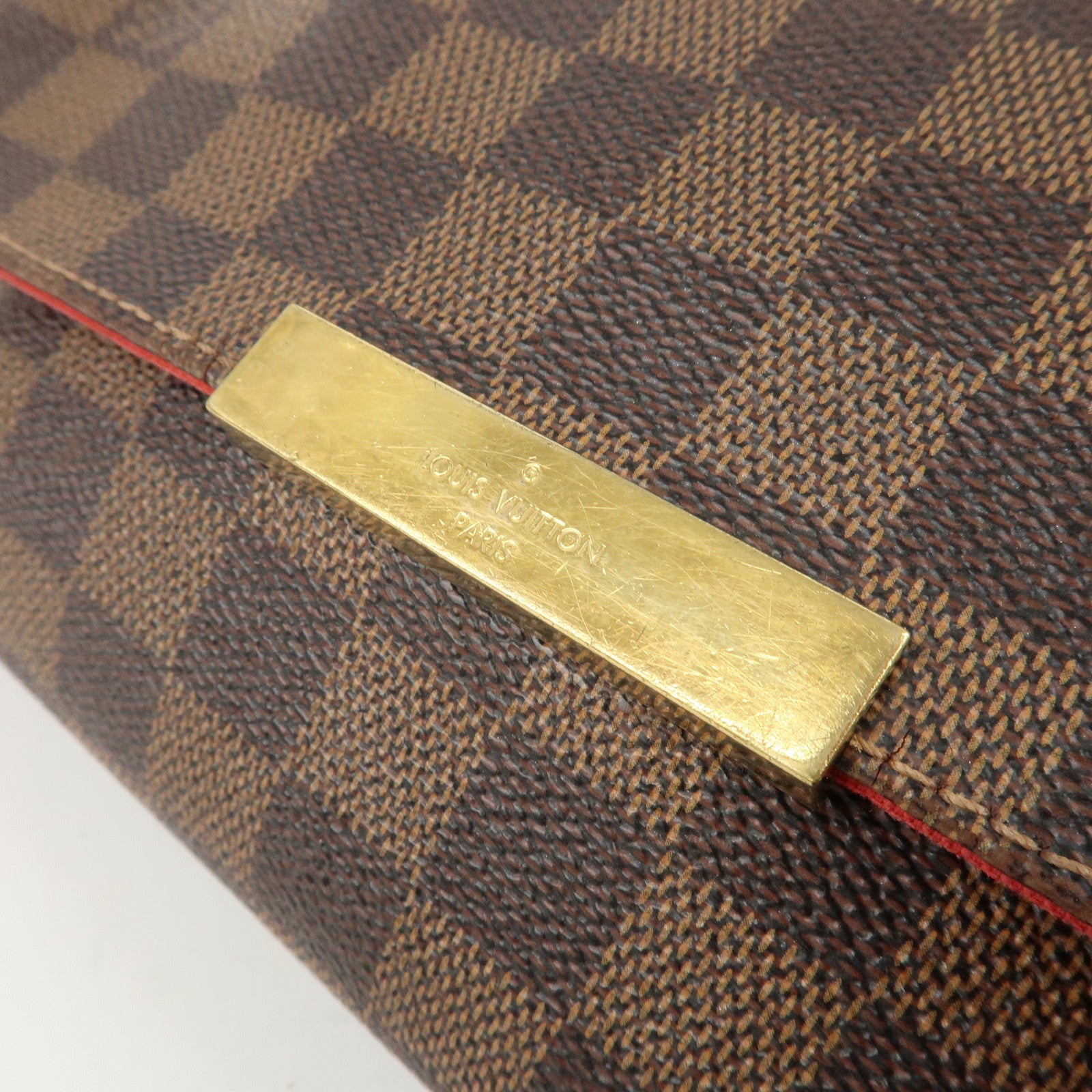 Louis Vuitton Damier Favorite MM Canvas Leather Shoulder Bag FL4126 Used