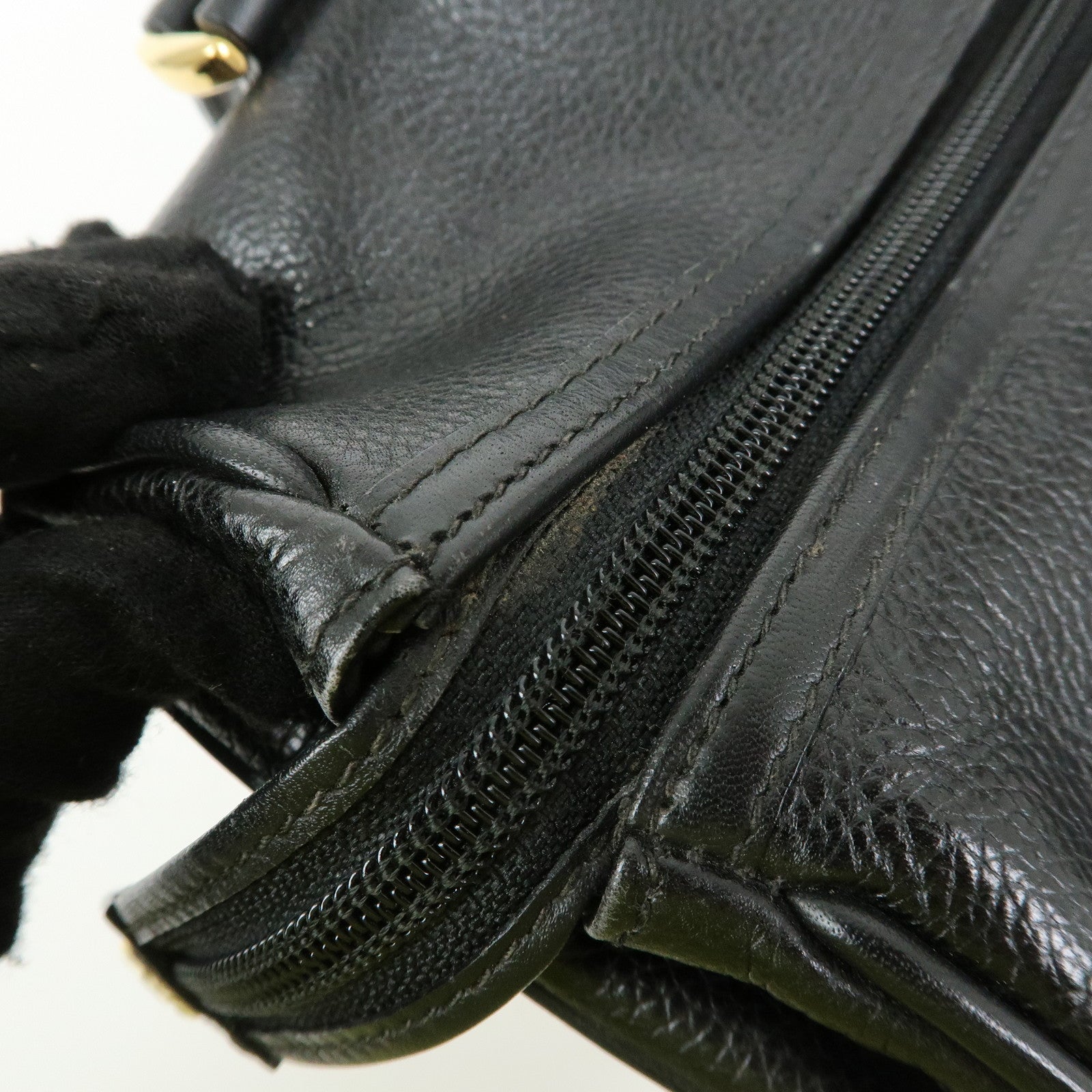 GUCCI Interlocking G Leather Boston Bag Hand Bag Black 000・58・0093