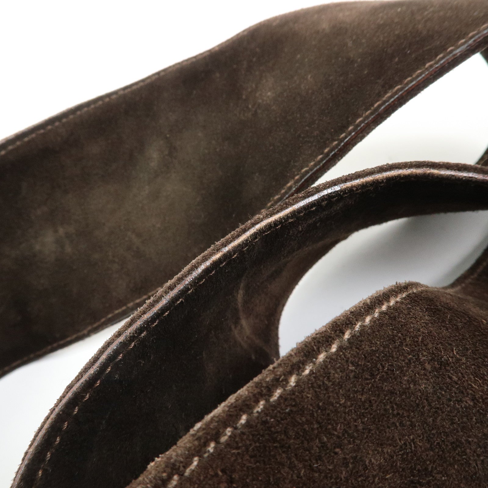 FENDI Zucca Suede Flap Shoulder Bag Crossbody Bag Brown