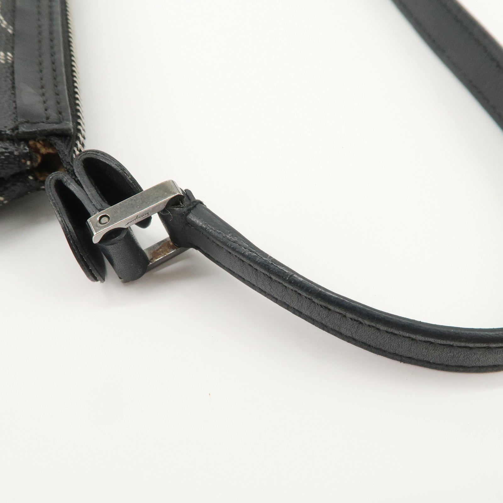 Ferragamo Gancini PVC Accessary Pouch Hand Bag Black