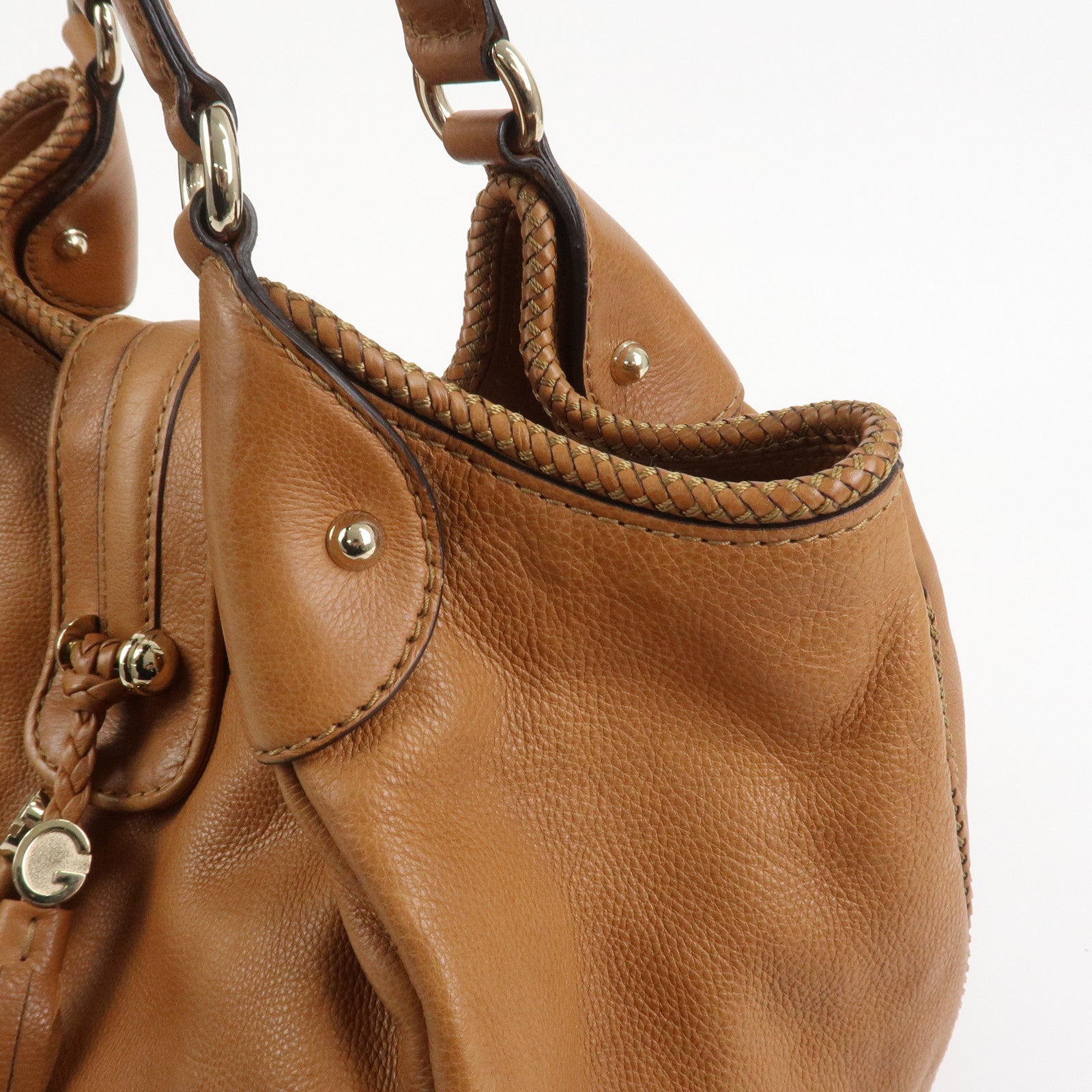 GUCCI Marrakech Leather Shoulder Bag Tote Bag Brown 257029