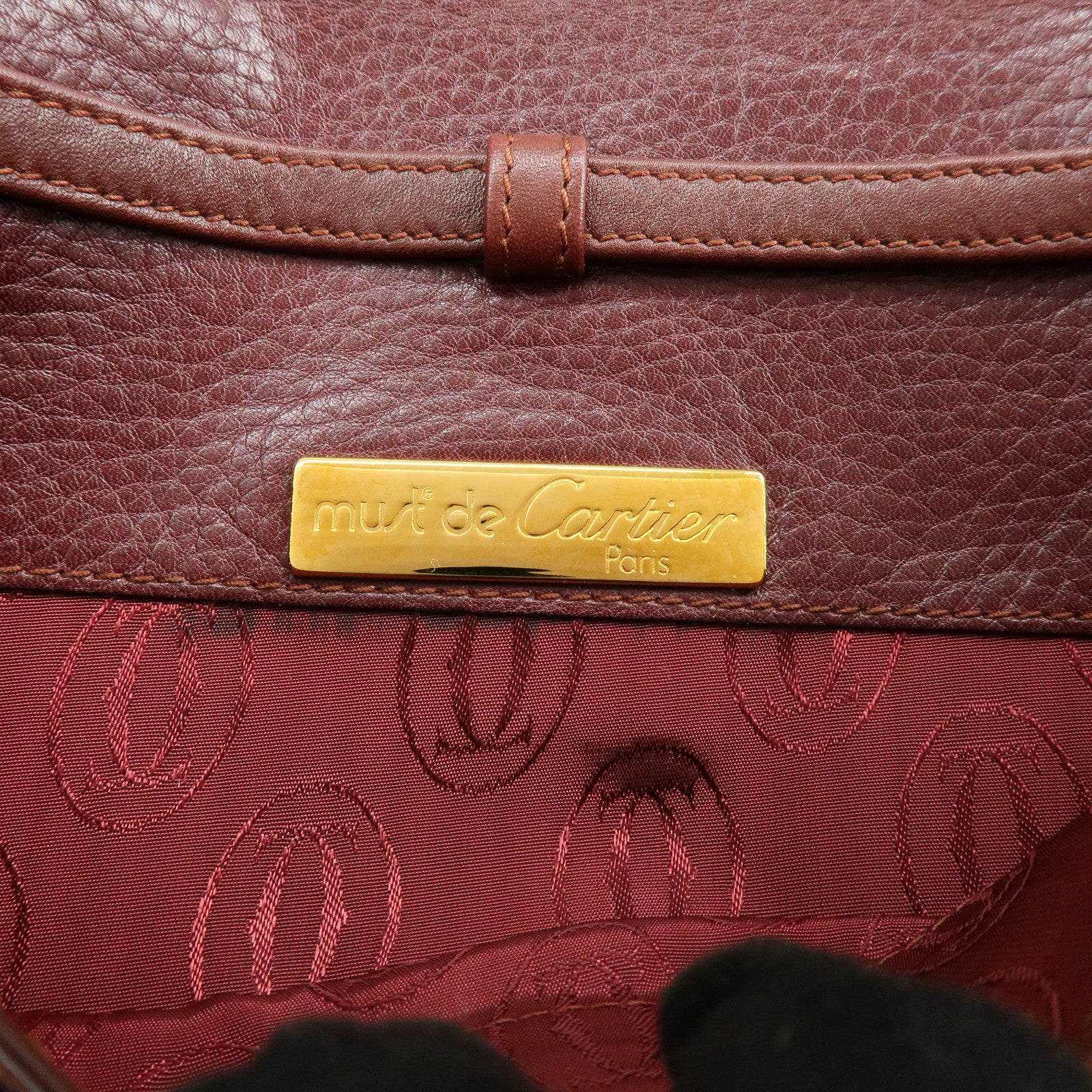 Cartier Must de Cartier Leather Shoulder Bag Crossbody Bag Bordeaux