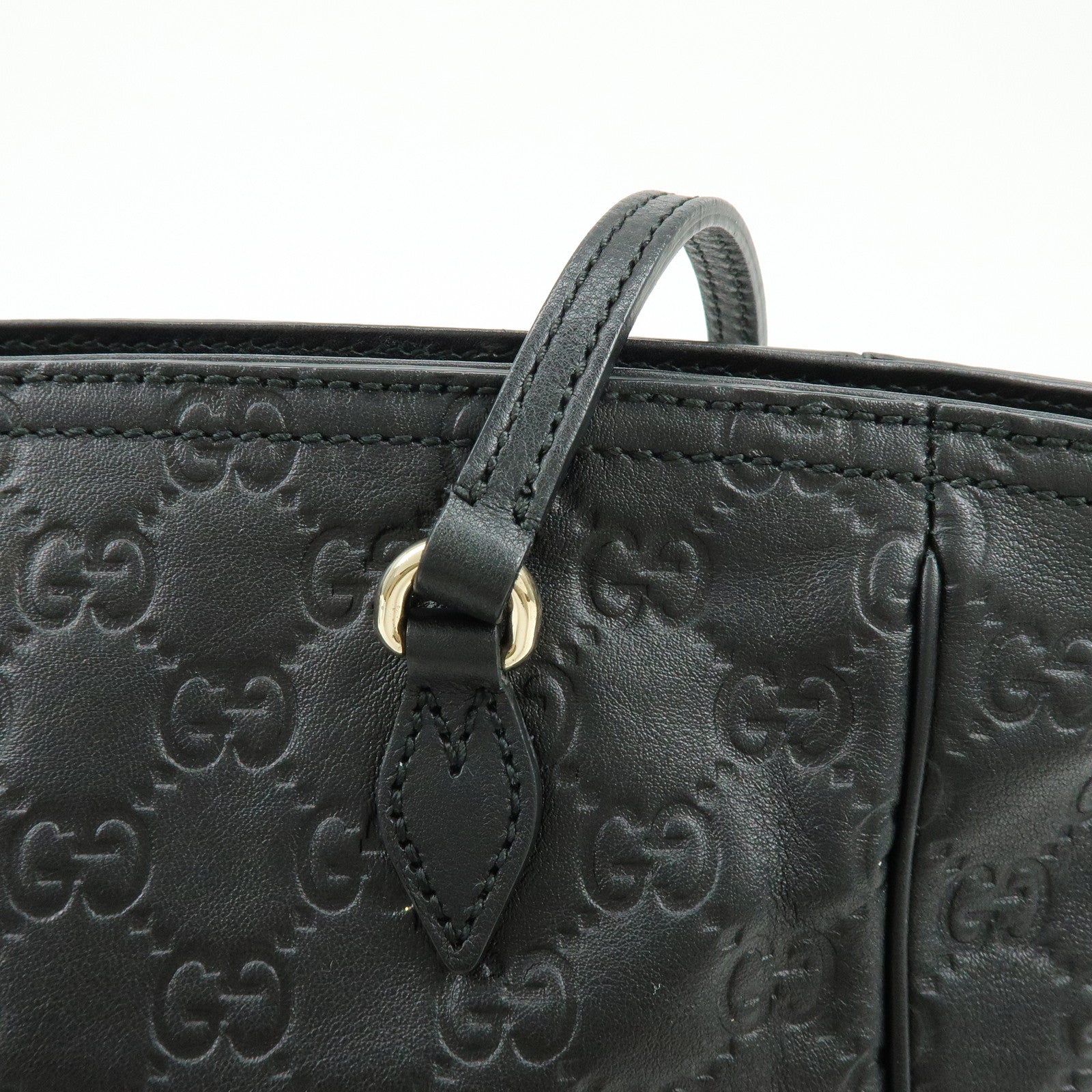 GUCCI Interlocking G Micro Guccissima Leather Hand Bag Black 353119