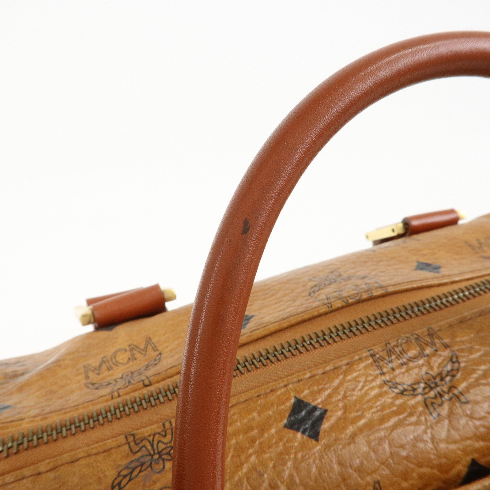 MCM Visetos Logo Leather 2WAY Bag Hand Bag Shoulder Bag Brown