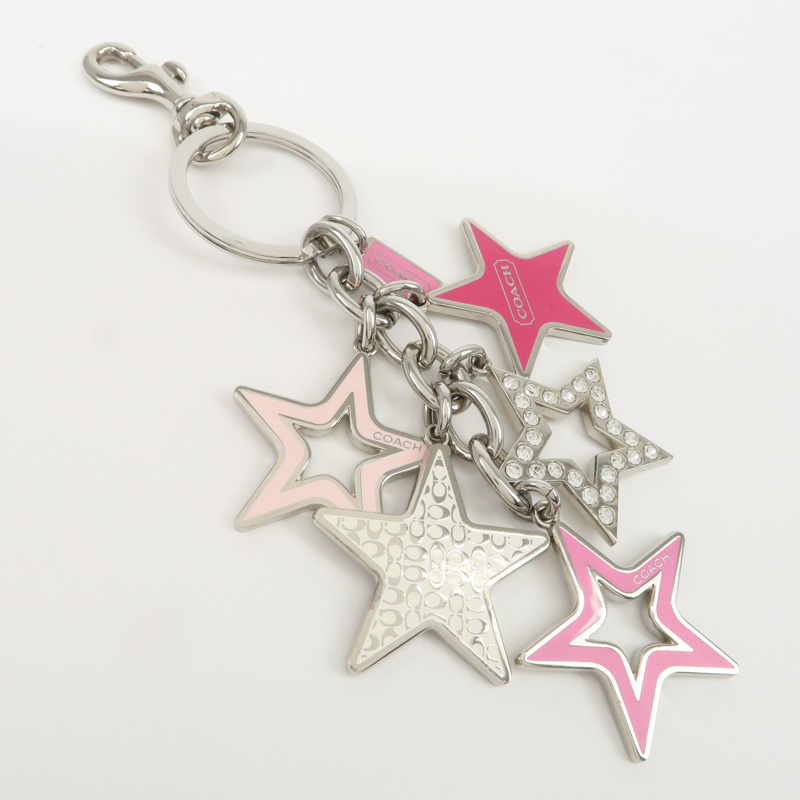 COACH Set Of 3 Key Charm Signature Silver Multicolor Star