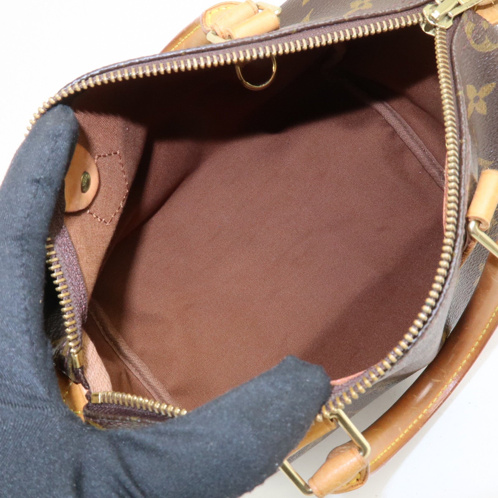 Louis Vuitton Monogram Canvas Leather Speedy 25 Boston Bag Brown M41528