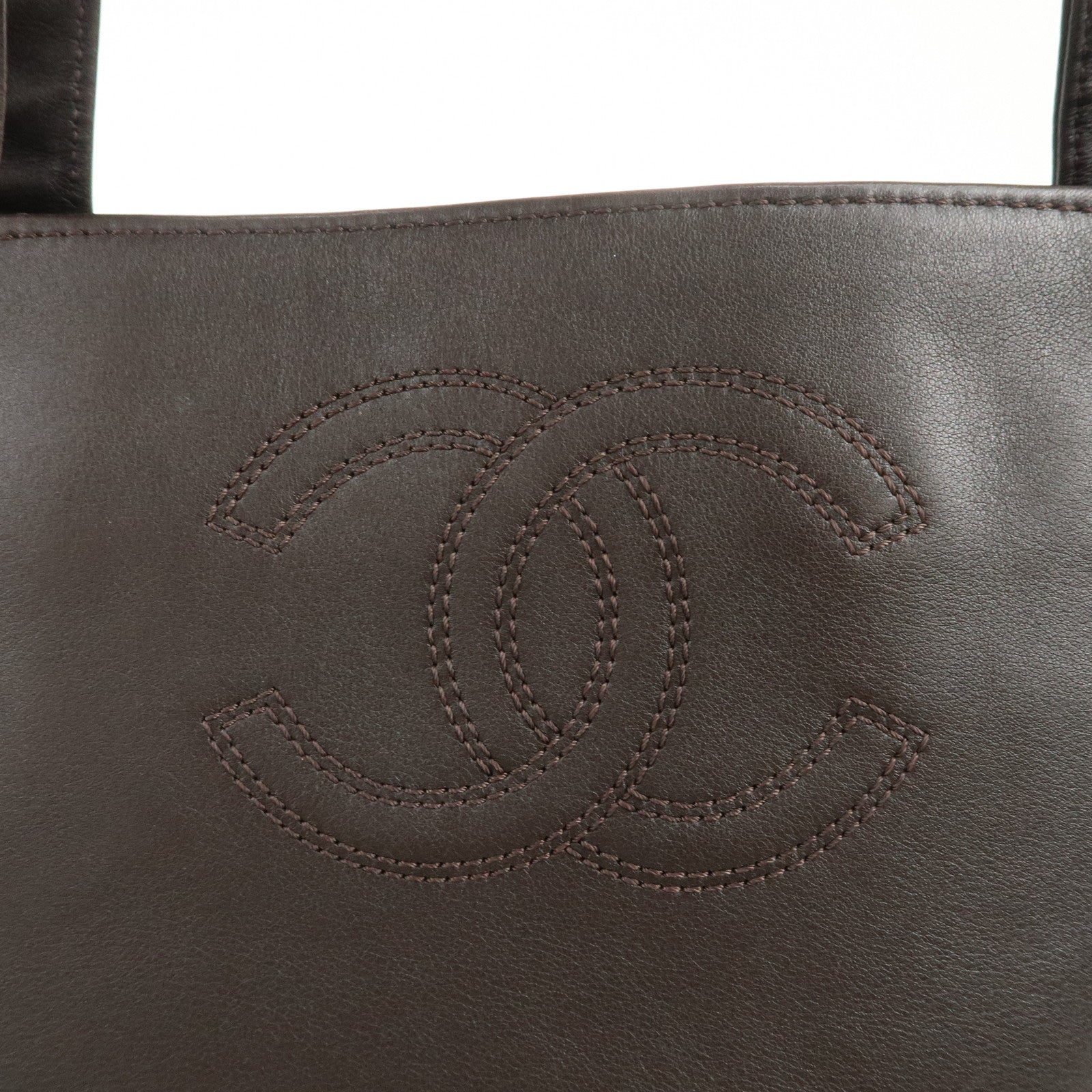 CHANEL COCO Mark Leather Tote Bag Shoulder Bag Brown A14305