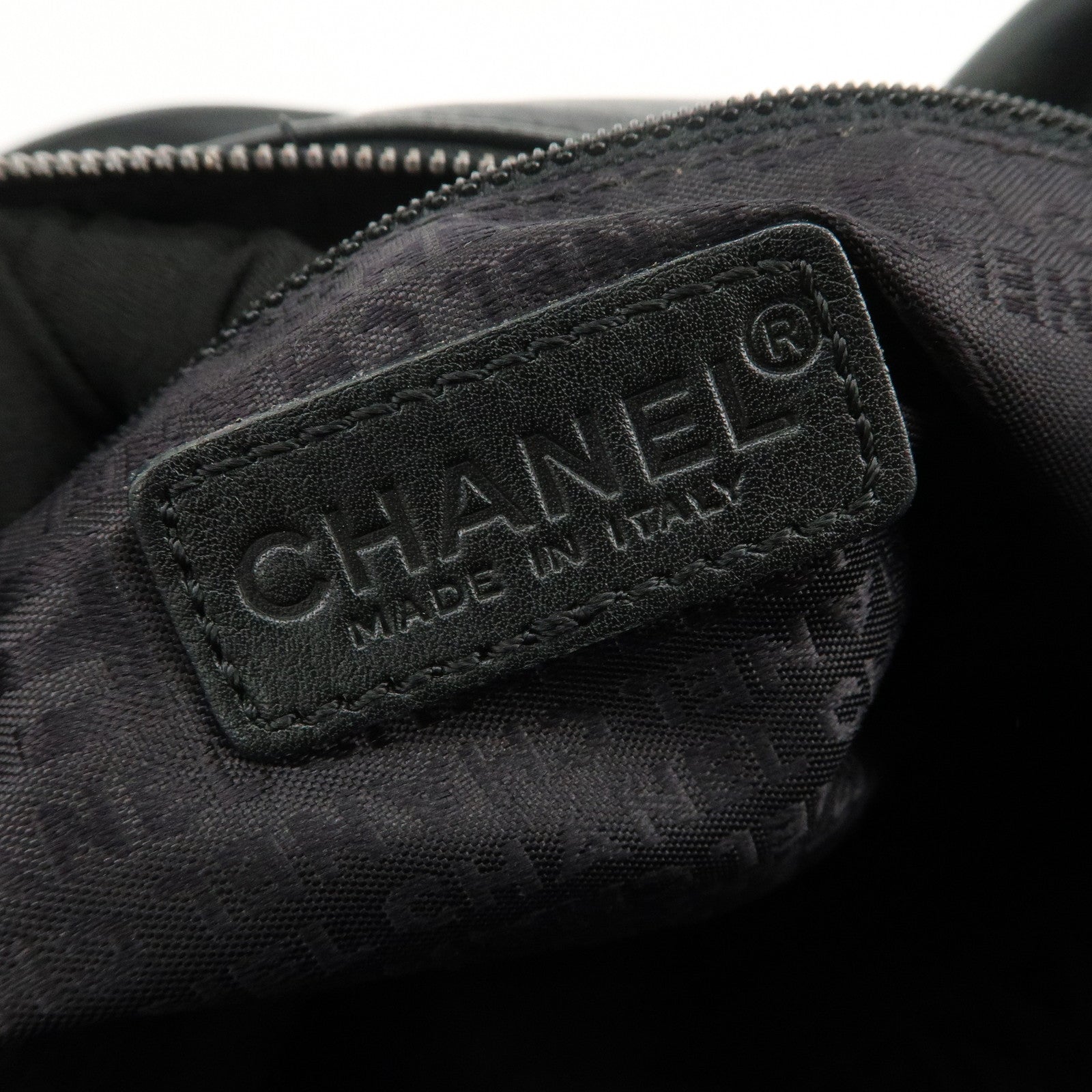 CHANEL Chocolate Bar Lamb Skin Mini Boston Bag Hand Bag Black