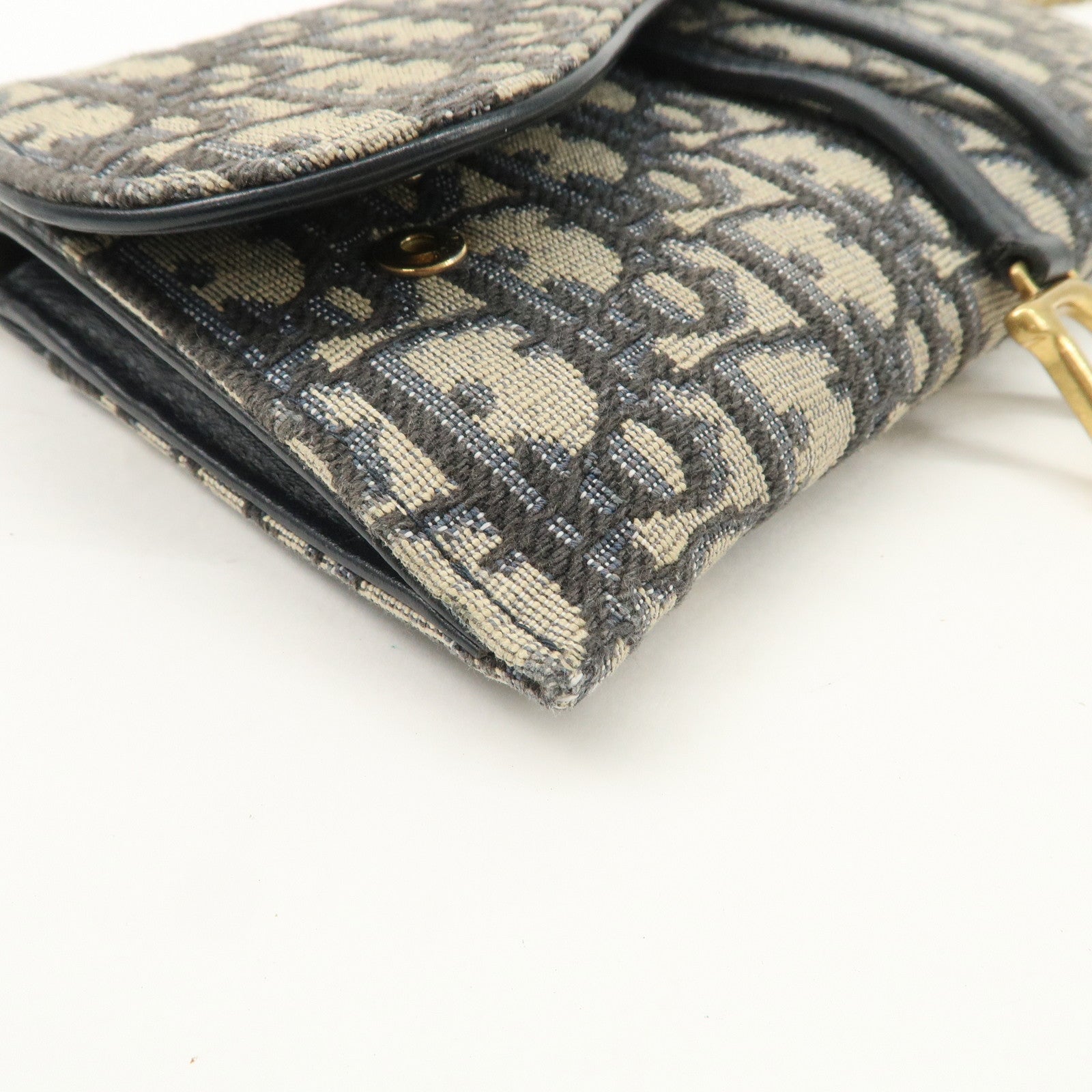 Christian Dior Jacquard Leather Saddle Small Chain Shoulder Wallet