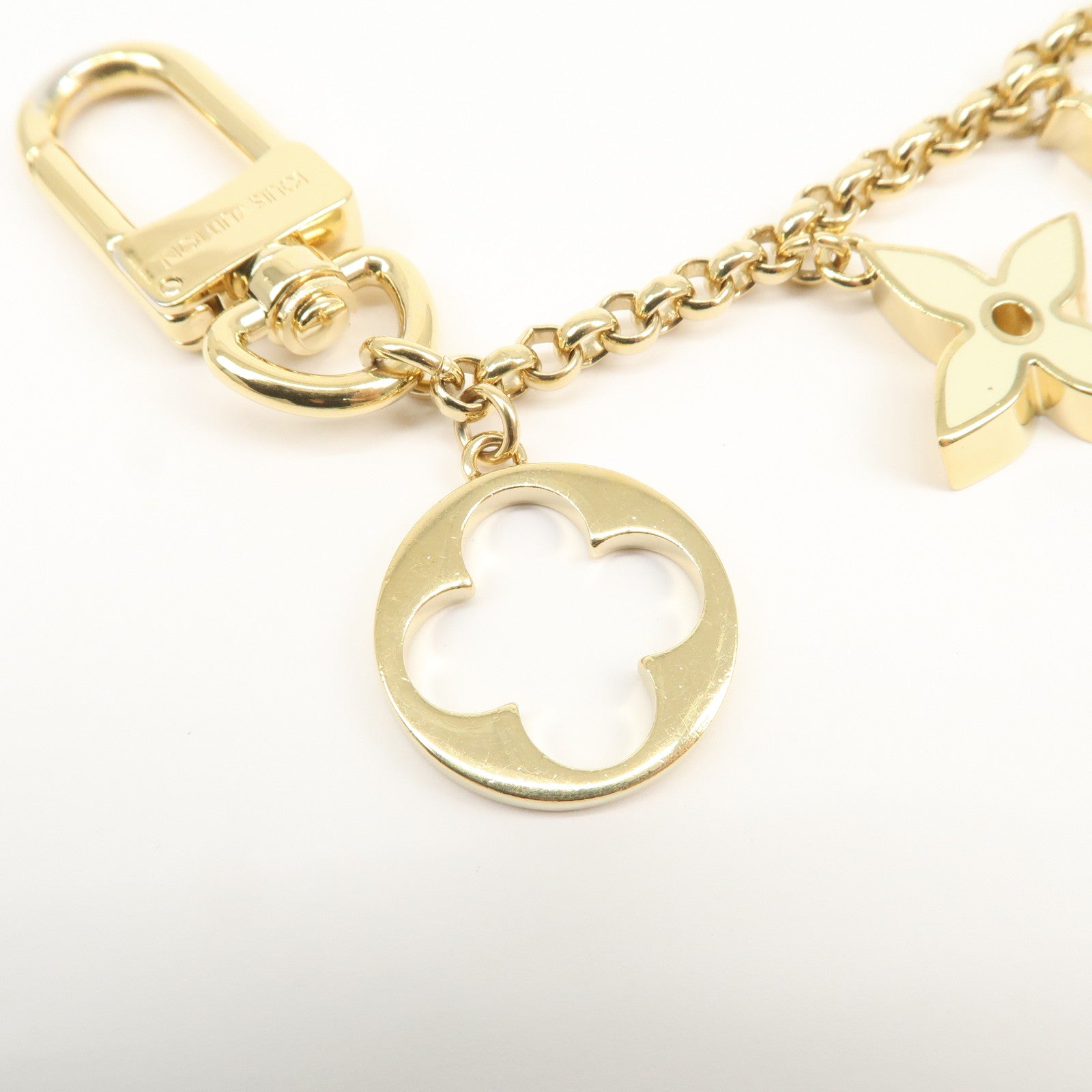 Louis Vuitton Fleur de Monogram Bag Charm Key Chain Gold M65111
