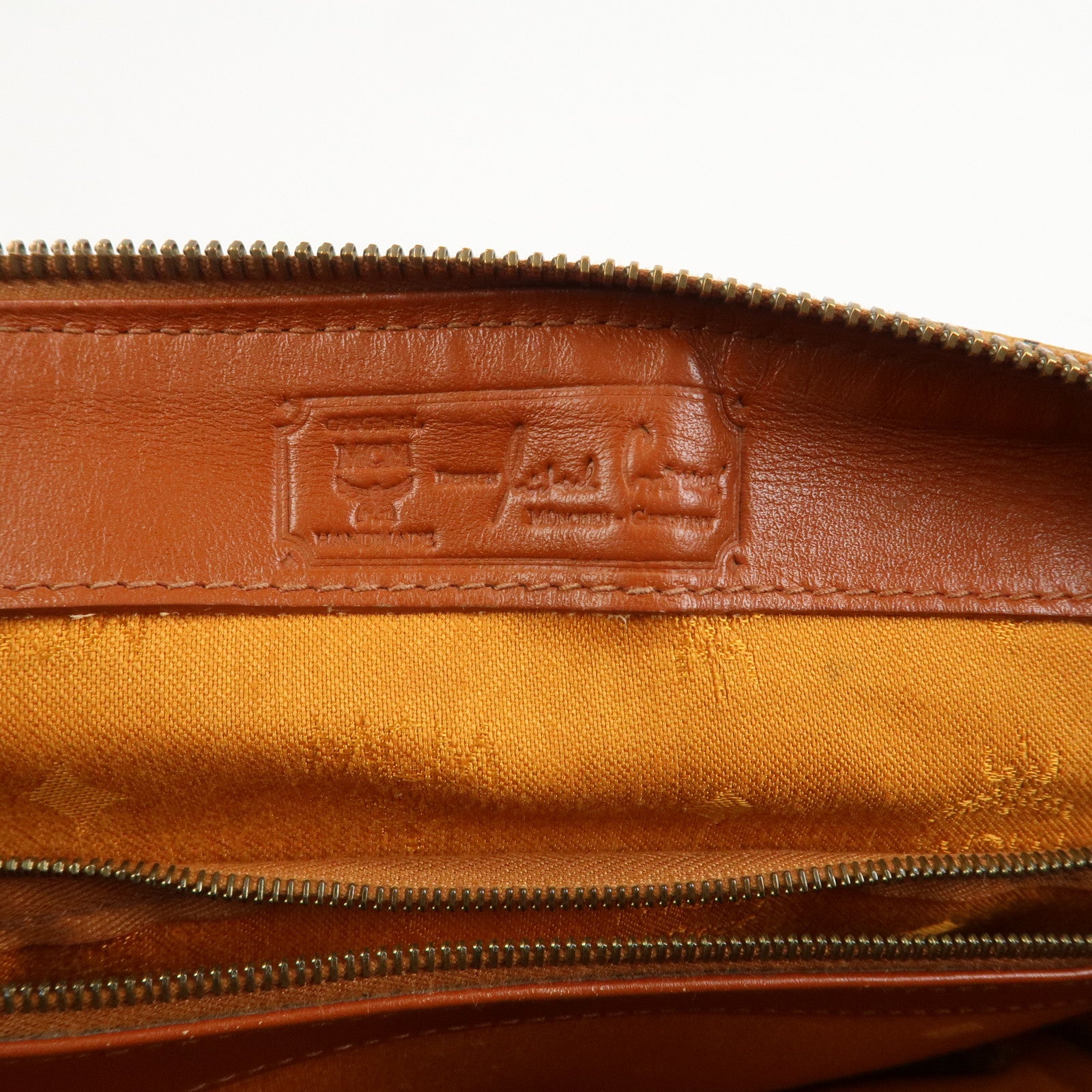 MCM Visetos Leather 2WAY Bag Hand Bag Shoulder Bag Brown