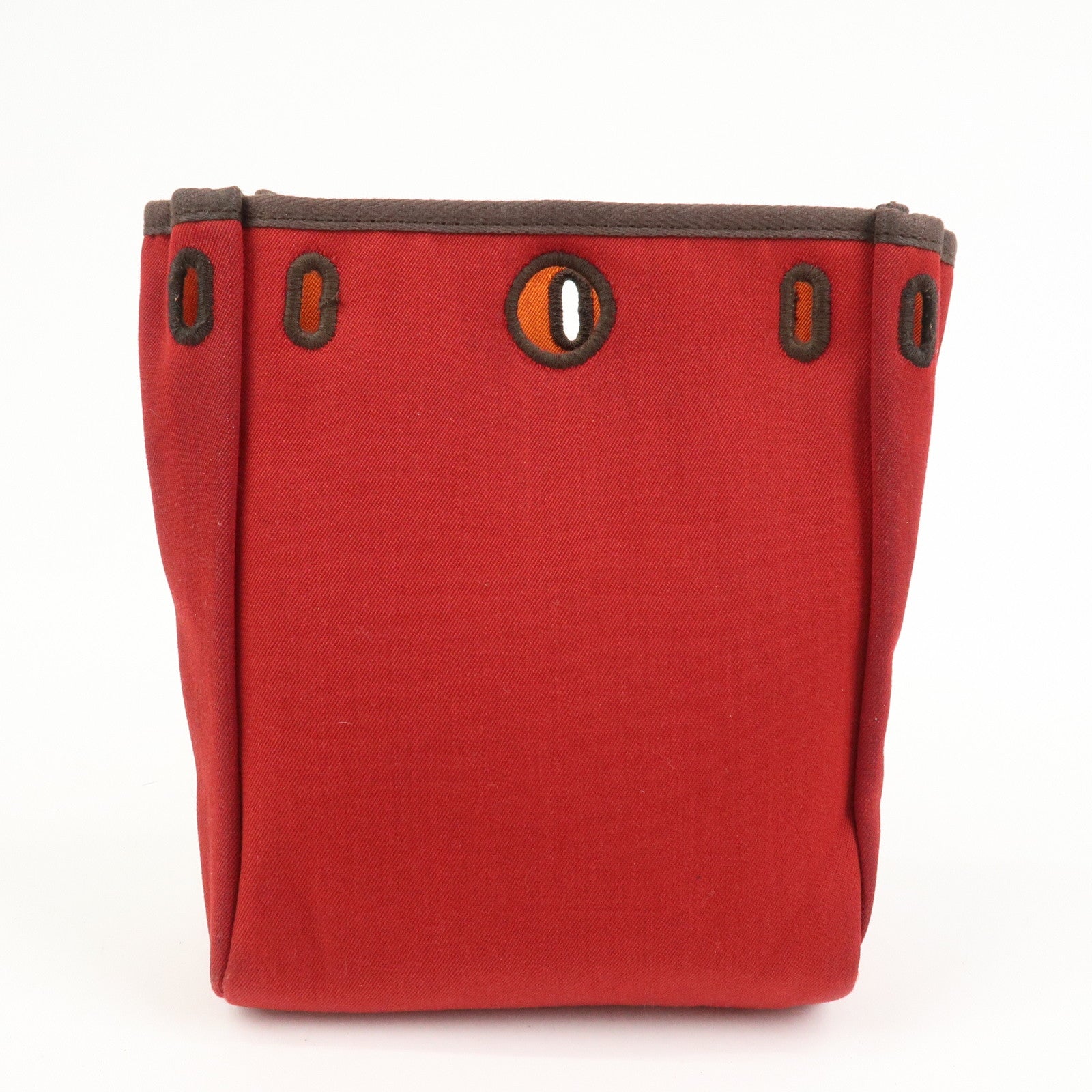 HERMES Logo Canvas Leather Herbag TPM Shoulder Bag H Stamped Red