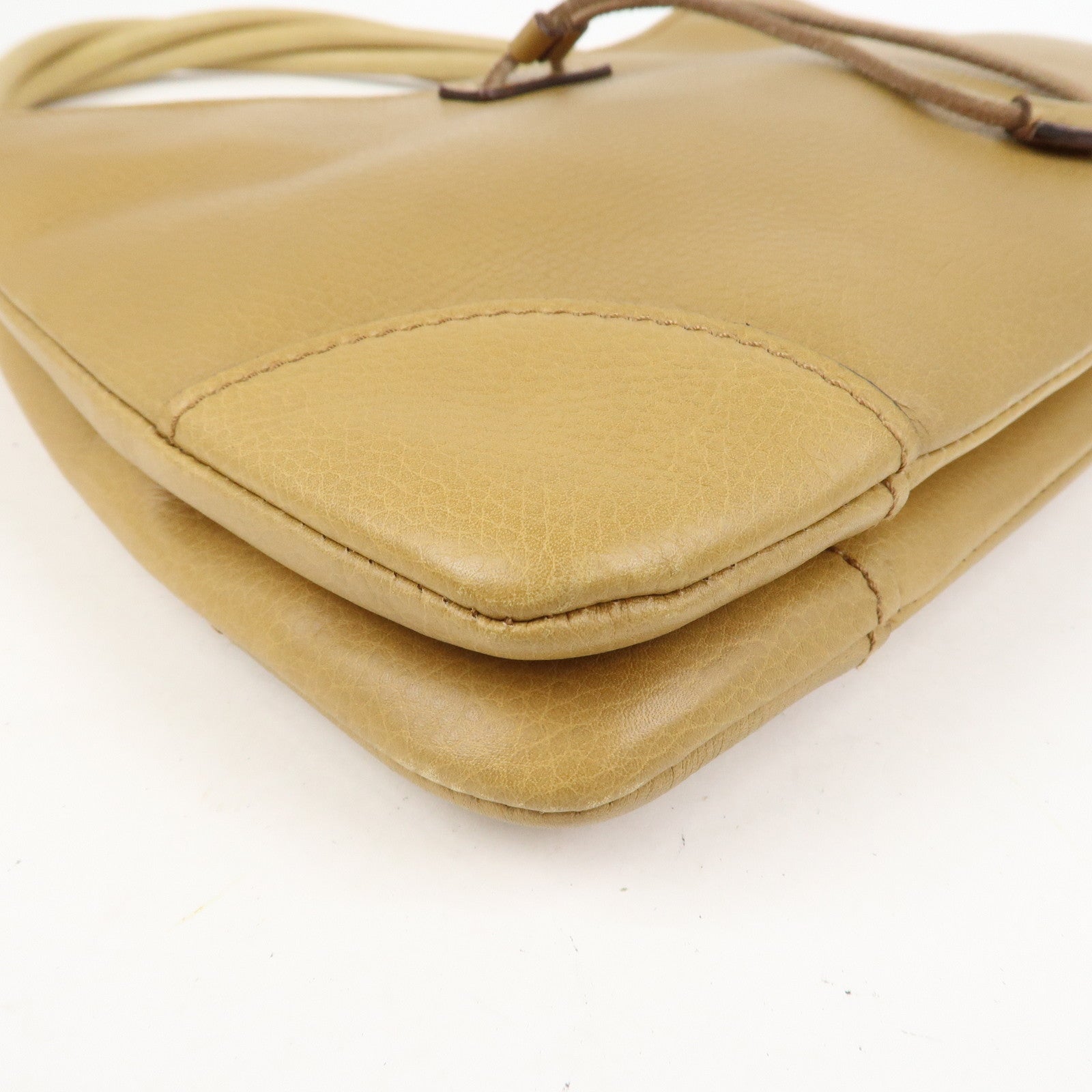 GUCCI Leather Shoulder Bag Hand Bag Beige 108964