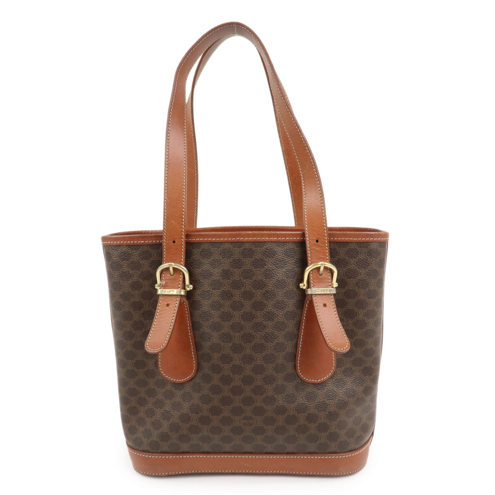 CELINE Macadam PVC Leather Shoulder Bag Hand Bag Brown