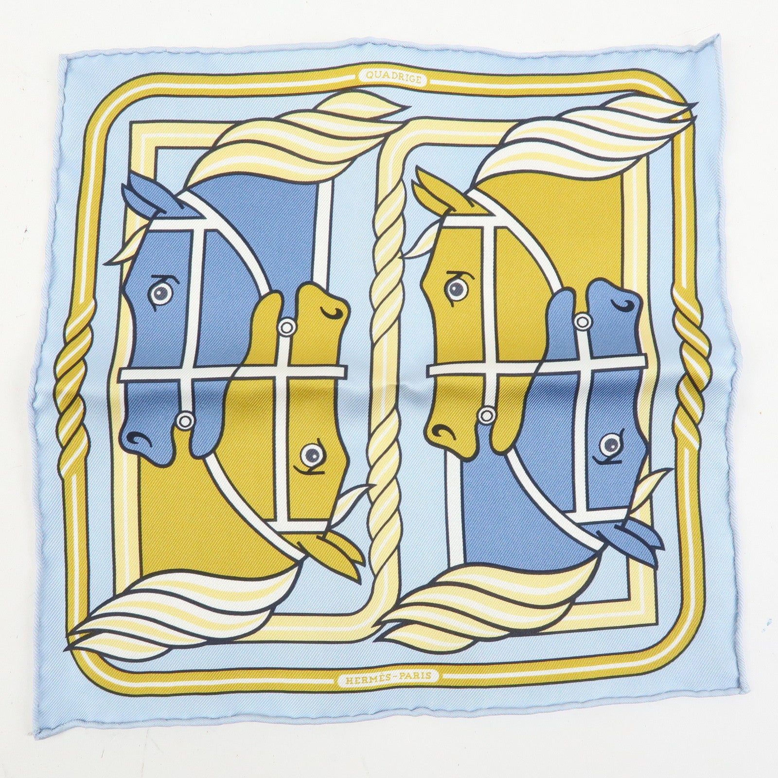 HERMES Carre 42/20 Set of 2 Silk 100% Scarf QUADRIGE Red Blue