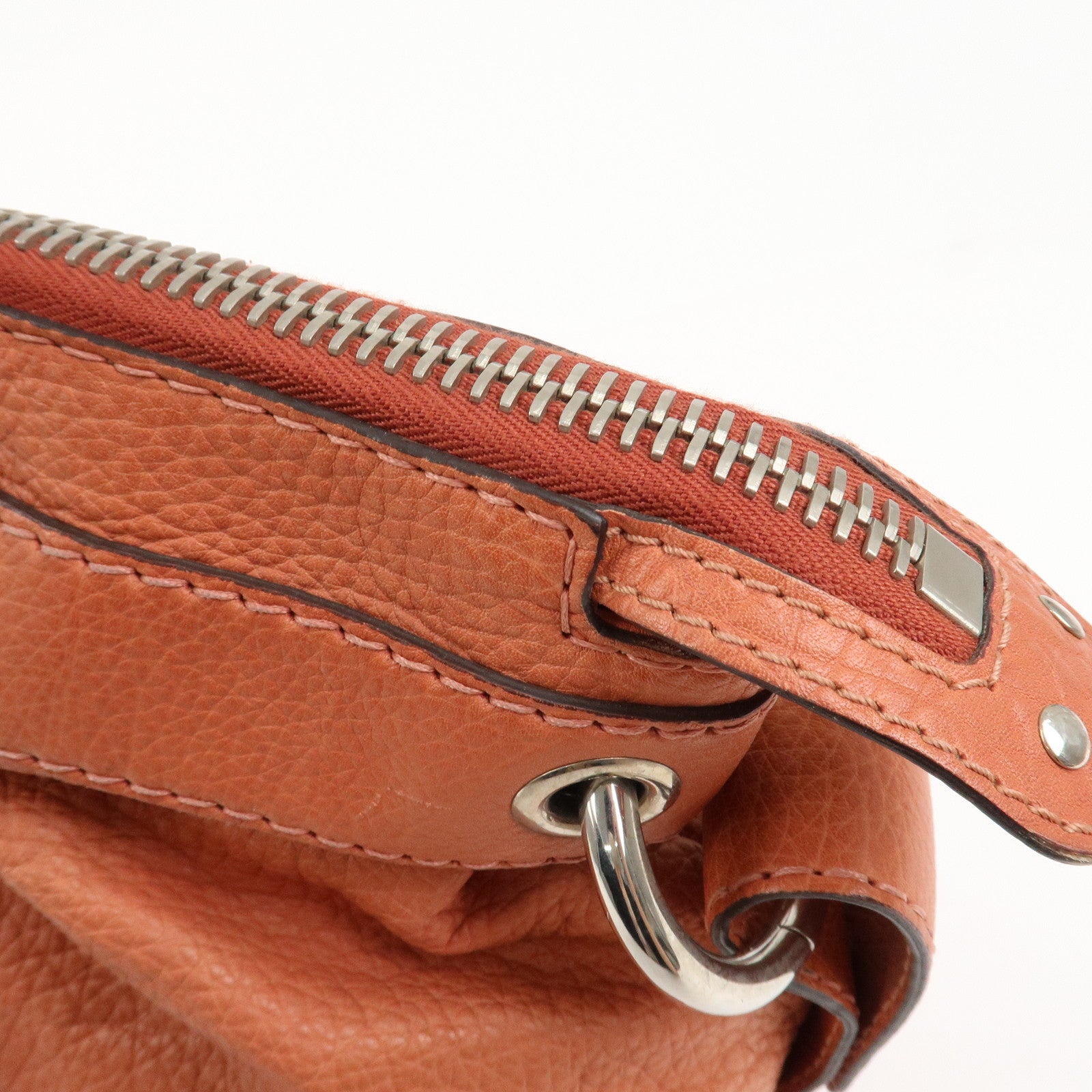 GUCCI Bamboo Leather Boston Bag Shoulder Bag Coral 232959