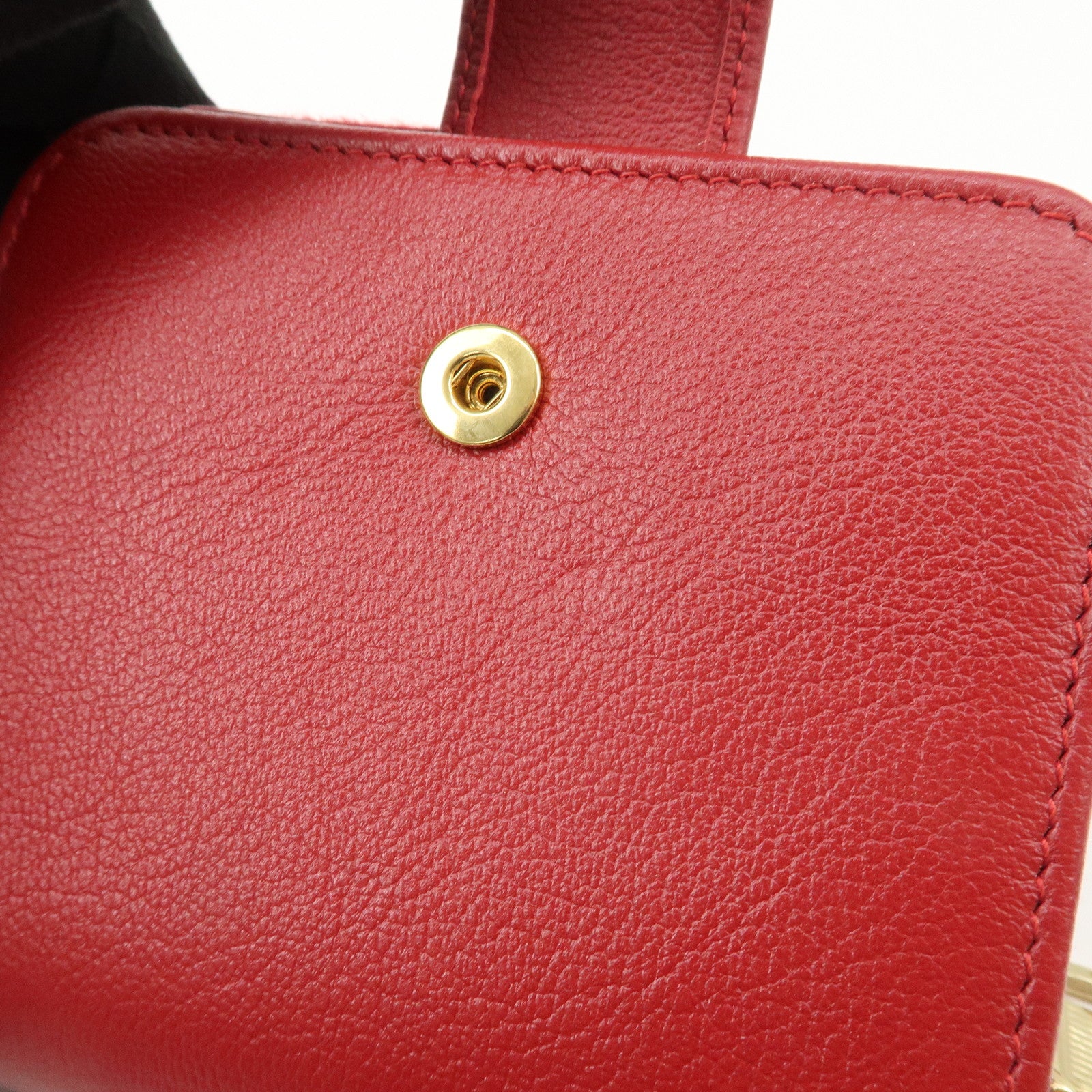 SAINT LAURENT Leather Compact Bi-fold Wallet Red
