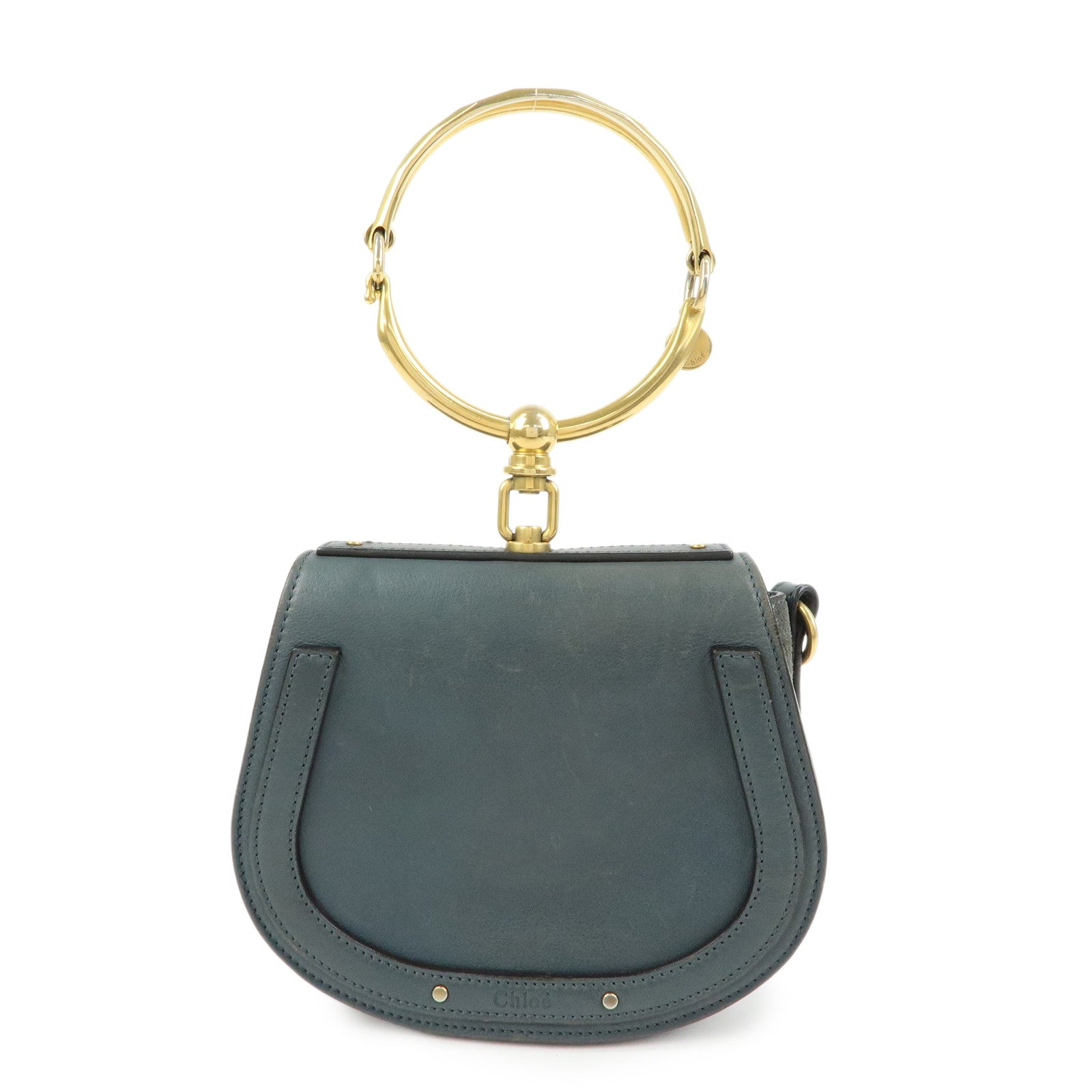 Chloe Nile Leather 2Way Bag Hand Bag Bracelet Bag Blue