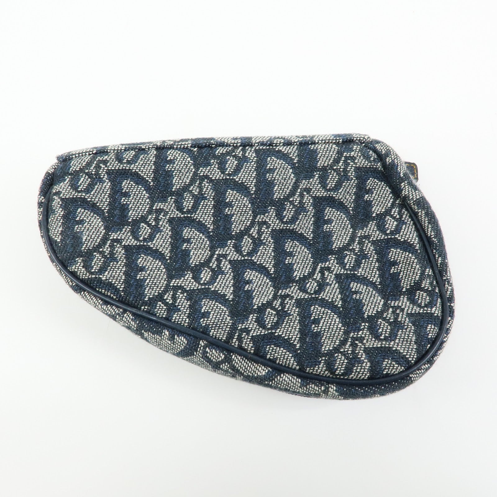 Christian Dior Trotter Jacquard Canvas Pouch Cosmetic Case Navy