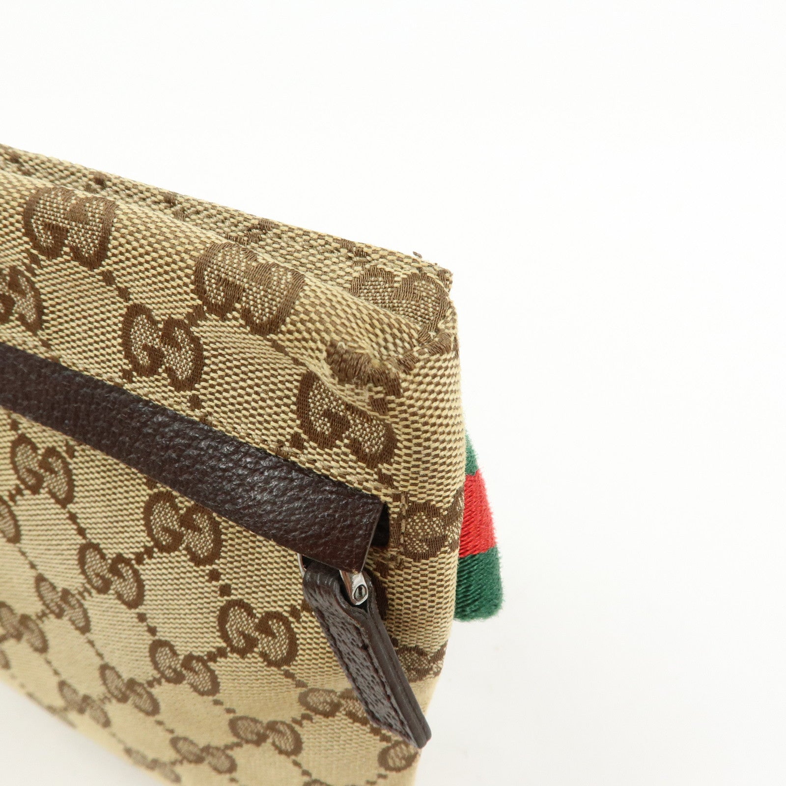 GUCCI GG Canvas Leather Waist Bag Crossbody Bag Beige Brown 28566