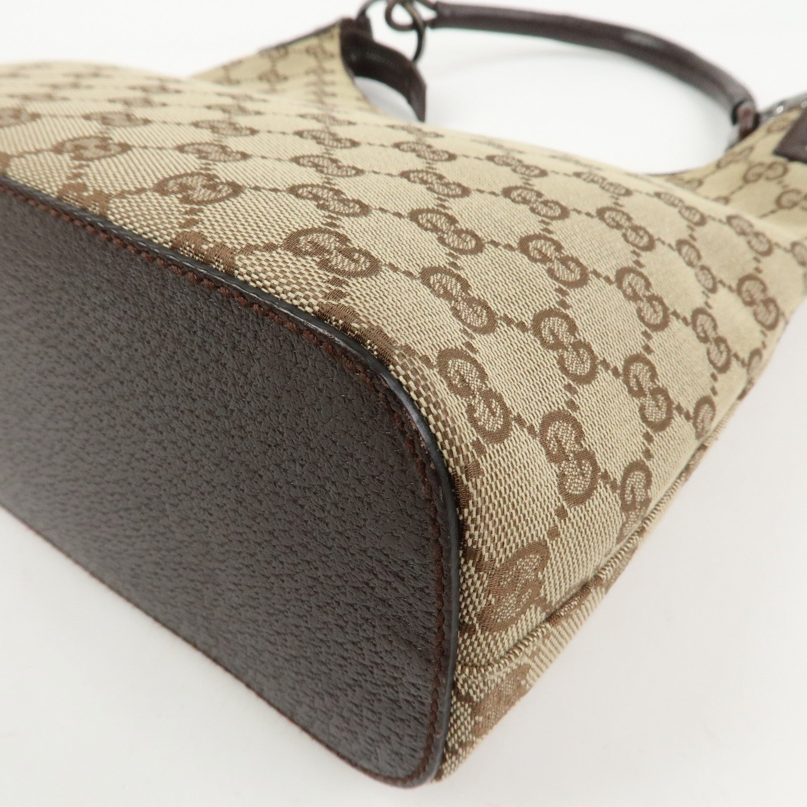 GUCCI GG Monogram Canvas Leather Shoulder Bag Beige Brown 115003
