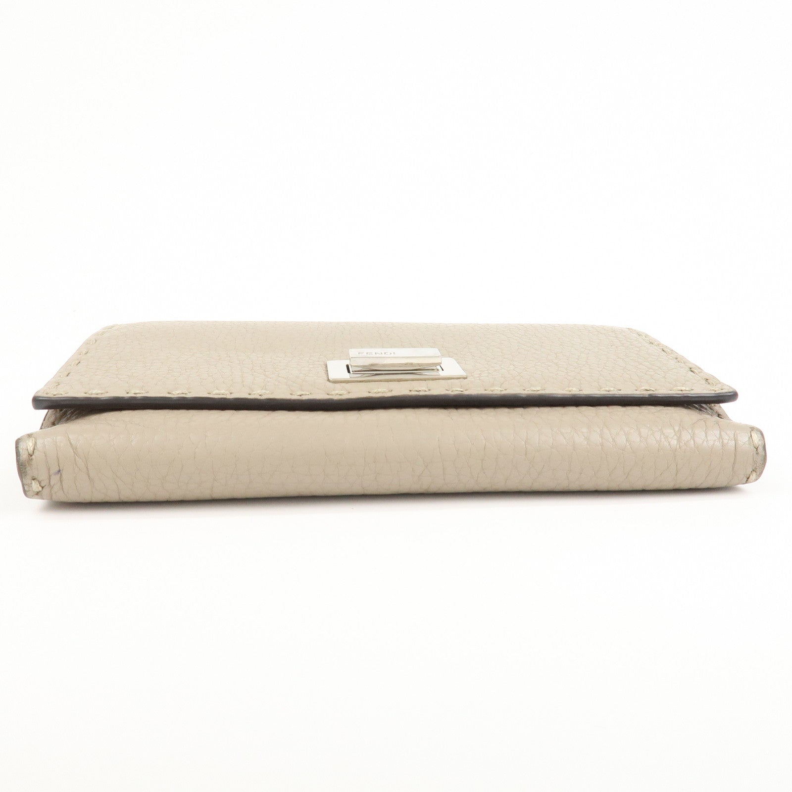 FENDI Seleria Leather Peekaboo Long Wallet Beige 8M0308