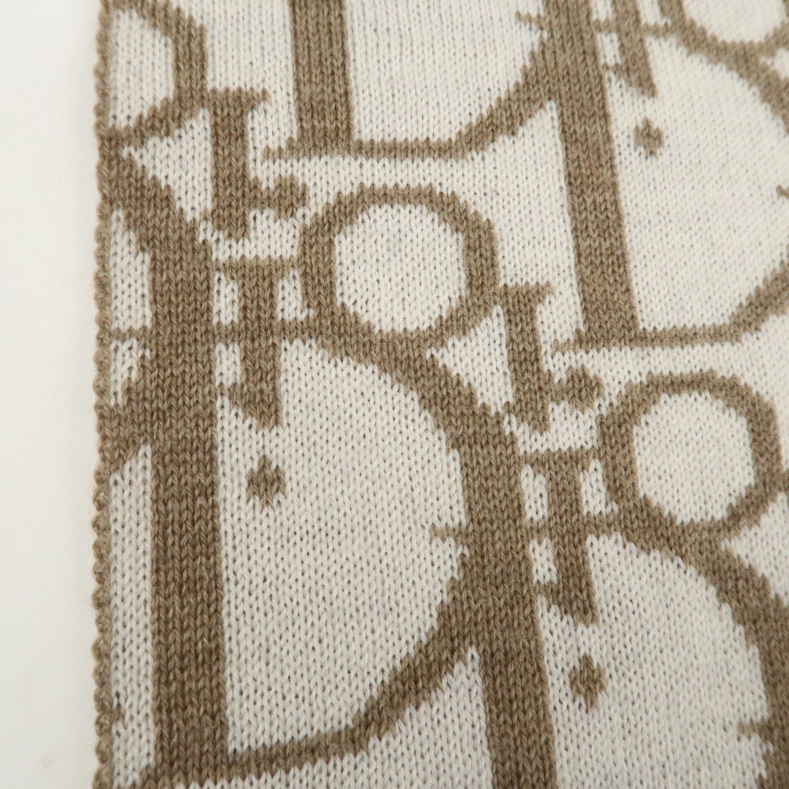 Christian Dior Trotter Wool 100% Scarf Shawl Brown