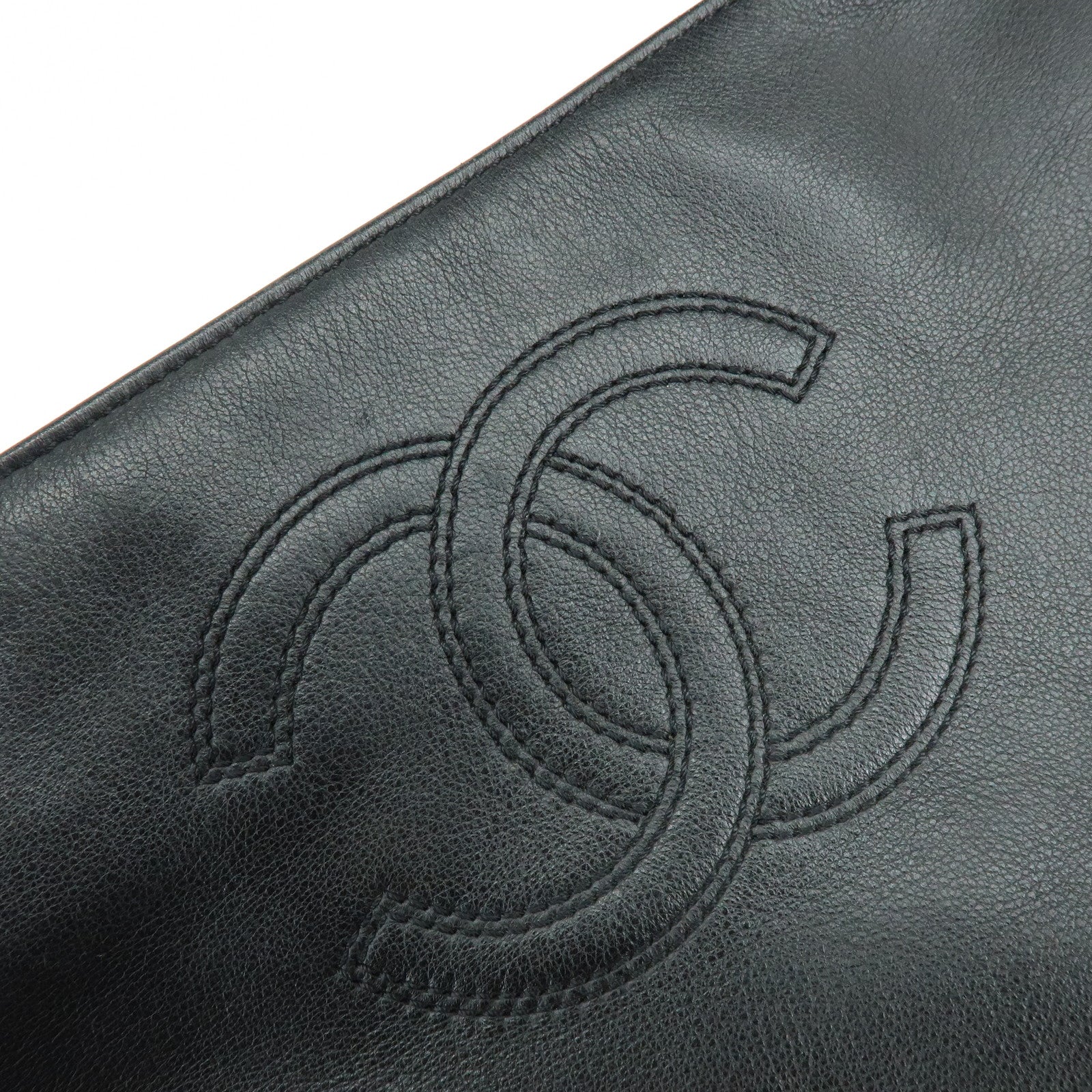 CHANEL COCO Mark Calf Leather Tote Bag Shoulder Bag Black A14305